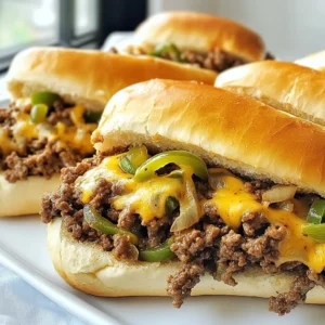 - 1 lb ground beef - 1 medium onion, thinly sliced - 1 green bell pepper, thinly sliced - 1 tablespoon garlic, minced - 2 teaspoons Worcestershire sauce - Salt and pepper to taste - 4 hoagie rolls - 8 slices provolone cheese - 2 tablespoons olive oil - Optional: sliced jalapeños for spice Using high-quality ingredients makes a big difference. Choose fresh ground beef for the best flavor. Look for ground beef that is at least 80% lean. Fresh vegetables give your cheesesteak a great crunch. Select onions and bell peppers that are firm and bright in color. For cheese, use good-quality provolone. It melts well and adds a rich taste. You can add sliced jalapeños for some heat. They give your cheesesteak a nice kick. Other options include mushrooms or spinach. These add more layers of taste. If you want a smoky flavor, try adding smoked paprika. Each of these choices can make your cheesesteak unique and exciting. {{ingredient_image_1}} Start by gathering all your ingredients. You will need ground beef, onion, bell pepper, garlic, Worcestershire sauce, salt, pepper, hoagie rolls, provolone cheese, and olive oil. Slice the onion and green bell pepper thinly. Mince the garlic. This will help the flavors mix well. Heat olive oil in a large skillet over medium heat. Add the sliced onion and bell pepper. Cook them for about 7-8 minutes until they soften. Stir in the minced garlic and let it cook for one more minute. This will make your kitchen smell great! Remove the veggies from the skillet and set them aside. In the same skillet, add your ground beef. Season it with salt, pepper, and Worcestershire sauce. Cook the beef for about 5-6 minutes. Break it up with a spatula as it cooks. Make sure it is browned and cooked through. Drain any extra fat from the skillet. Next, add the cooked onion and bell pepper back to the skillet. Stir everything together and cook for another 2-3 minutes. This helps all the flavors blend together perfectly. Preheat your oven to 350°F (175°C). Take your hoagie rolls and slice them lengthwise, but do not cut all the way through. You want to create a pocket for the filling. Place them on a baking sheet. Fill each hoagie roll with the ground beef and veggie mixture. Top each one with two slices of provolone cheese. Bake in the oven for 5-7 minutes, until the cheese melts and bubbles. If you want a golden top, broil it for 1-2 minutes, but watch it closely so it does not burn. Once done, remove from the oven. If you like some heat, add sliced jalapeños on top. Serve your delicious Ground Beef Philly Cheesesteaks right away! To boost the taste of your Ground Beef Philly Cheesesteaks, use fresh ingredients. Fresh onions and peppers add brightness. Worcestershire sauce gives depth and richness. Try adding a pinch of smoked paprika for a smoky twist. You can also experiment with different cheeses. Cheddar or gouda can add a unique flavor. If you like heat, toss in sliced jalapeños. They add a spicy kick that excites the palate. For tender ground beef, use medium heat when cooking. This helps the beef cook evenly without getting tough. Keep breaking the meat apart with a spatula. This allows it to brown nicely. Don't rush it! Let it cook fully to get that nice caramel color. Drain any excess fat after cooking. This keeps your cheesesteaks from being greasy. Serve your cheesesteaks with a side of crispy fries or a fresh salad. You can offer dipping sauces like ranch or spicy mayo for extra flavor. For a fun twist, try serving them with pickles or slaw on the side. These add crunch and brightness to your meal. Enjoy your cheesesteaks hot and fresh from the oven for the best taste! Pro Tips Choose the Right Beef: For the best flavor and texture, opt for ground beef with a higher fat content, such as 80/20. It will keep the cheesesteaks juicy and delicious. Don't Skip the Worcestershire Sauce: This ingredient adds a depth of flavor and enhances the umami in the beef. A little goes a long way, so measure it out carefully. Customize Your Veggies: Feel free to add other vegetables like mushrooms or diced tomatoes for extra flavor and texture. Just sauté them along with the onions and peppers. Perfect Cheese Melt: For a perfectly melted cheese topping, consider covering the hoagies with foil for the first half of the baking time, then remove it to broil for a golden finish. {{image_2}} You can switch up the cheese for your cheesesteak. Provolone is great, but try these: - Cheddar for a sharp flavor - Mozzarella for a stretchy, creamy bite - Swiss for a nutty taste - Pepper jack for a spicy kick Each cheese adds a different twist. Mix and match to find your favorite! Want to boost flavor? Add more veggies or spices. Some great options include: - Mushrooms for an earthy taste - Spinach for a fresh touch - Sliced jalapeños for heat - Hot sauce for an extra kick You can also sprinkle in spices like paprika or Italian herbs. These add depth and make your meal special. You can enjoy cheesesteaks even if you're gluten-free or on a low-carb diet. Here are some ideas: - Use lettuce wraps instead of hoagie rolls - Try gluten-free hoagie rolls available in stores - Use cauliflower rice as a base for a low-carb version These swaps help you enjoy the dish without the extra carbs or gluten. You can still savor every bite! To store your leftovers, let them cool first. Place them in an airtight container. Keep them in the fridge for up to three days. This way, your cheesesteaks stay fresh and tasty. Make sure the container seals well to avoid air and moisture. When you’re ready to enjoy your leftovers, preheat your oven to 350°F. Place the cheesesteaks on a baking sheet. Heat them for about 10-15 minutes until warm. You can also use a microwave. Just place the cheesesteak on a plate and heat for one to two minutes. This keeps the bread soft while warming the filling. To freeze your cheesesteaks, wrap each one tightly in foil. Then, place them in a freezer bag or container. Label the bag with the date. You can freeze them for up to three months. When you’re ready to eat, thaw them in the fridge overnight. Then, reheat as mentioned above for a quick meal. Yes, you can use other meats. Chicken or turkey works well. You can also use pork if you prefer. Just remember to cook them until fully done. Adjust your cooking times based on the meat you choose. Ground turkey is leaner but still tasty. To make your cheesesteaks taste more authentic, use ribeye or sirloin. These meats have great flavor and tenderness. Also, use classic cheese like Cheez Whiz or provolone. Add sautéed mushrooms for extra flavor and texture. Use fresh hoagie rolls for the best sandwich experience. Many sides go well with Ground Beef Philly Cheesesteaks. Here are some great options: - French fries: Crispy and salty, they are a classic choice. - Potato chips: For a quick and easy crunch. - Coleslaw: Adds a fresh, crunchy contrast. - Pickles: They give a nice tangy bite. - Salad: A light side to balance the richness of the cheesesteaks. These sides enhance your meal and make it more enjoyable. This blog post covered the key aspects of making Ground Beef Philly Cheesesteaks. We explored the best ingredients and their quality, along with optional additions for flavor. I shared clear, step-by-step instructions for preparation and cooking. Tips for enhancing flavor and perfect serving methods were also included. Plus, we discussed various ingredient variations and how to store leftovers. In conclusion, you can create a delicious cheesesteak at home with ease. Enjoy experimenting with flavors and sharing your tasty creation!