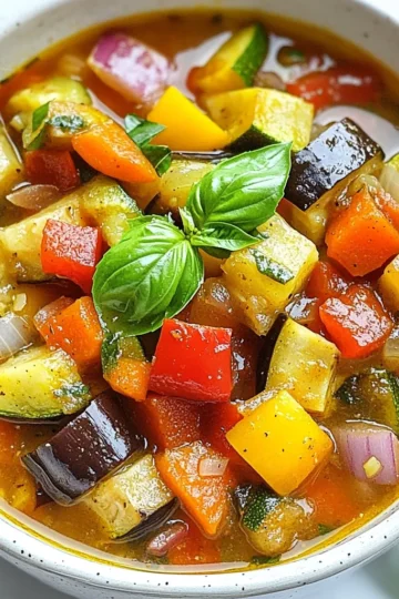 For this tasty roasted veggie soup, gather these fresh vegetables: - 1 red bell pepper, chopped - 1 yellow bell pepper, chopped - 1 zucchini, diced - 1 small eggplant, diced - 2 carrots, sliced - 1 red onion, quartered - 4 cloves garlic, whole These vegetables bring color and flavor to your soup. Roasting them makes them sweet and soft. To enhance the taste, use these spices: - 2 tablespoons olive oil - 1 teaspoon dried thyme - 1 teaspoon smoked paprika - Salt and pepper to taste These spices add depth and warmth. The olive oil helps the veggies brown nicely. For the soup base and finish, you need: - 6 cups vegetable broth - Fresh basil for garnish The broth gives your soup a rich flavor. Fresh basil adds a bright touch at the end. {{ingredient_image_1}} Start by washing all your veggies well. Chop the red and yellow bell peppers into small pieces. Dice the zucchini and eggplant into bite-sized cubes. Slice the carrots thinly for even cooking. Quarter the red onion and keep the garlic cloves whole. Preheat your oven to 400°F (200°C). Line a baking sheet with parchment paper for easy cleanup. Spread all your chopped veggies on the sheet. Drizzle olive oil over them. Then, sprinkle with thyme, smoked paprika, salt, and pepper. Toss everything to coat the veggies evenly. Roast in the oven for 25 to 30 minutes. Stir them halfway through cooking until they turn tender and a bit caramelized. Once your veggies are roasted, take them out of the oven. Add them to a large pot. Pour in the vegetable broth and bring it to a boil over medium heat. Once boiling, reduce the heat and let it simmer for 10 minutes. This lets the flavors blend well. Use an immersion blender to puree the soup until it's smooth. If you use a regular blender, blend in batches. Taste the soup and add more salt and pepper if needed. Serve hot and garnish with fresh basil. To boost the taste, try adding a splash of lemon juice. It brightens up the soup. You can also toss in some fresh herbs like thyme or parsley. They add freshness. For a spicy kick, add red pepper flakes or cayenne. This will warm you up! You really need just a few tools. A sharp knife helps with chopping veggies. A large baking sheet is great for roasting. An immersion blender makes pureeing easy. If you don't have one, a regular blender works too. Just be careful with hot soup! Serve the soup hot with crusty bread. It makes a great meal. You can also add a dollop of yogurt or sour cream on top. This adds creaminess. For a fun twist, sprinkle some croutons for crunch. Enjoy this cozy bowl with family or friends! Pro Tips Use Seasonal Vegetables: Choosing seasonal veggies not only enhances the flavor of your soup but also ensures that you're using the freshest ingredients available. Blend for Texture: For a creamier soup, blend thoroughly. If you prefer a chunkier texture, blend only half of the mixture and leave the rest as is. Experiment with Spices: Feel free to add your favorite spices or herbs, such as cumin or oregano, to personalize the flavor profile of your soup. Garnish Creatively: Besides fresh basil, consider garnishing with a drizzle of olive oil, a sprinkle of feta cheese, or toasted seeds for added flavor and texture. {{image_2}} You can make your roasted veggie soup more filling by adding protein. Great choices include cooked beans, lentils, or diced chicken. For a vegetarian option, try adding chickpeas or tofu. These proteins give your soup flavor and texture. If you use canned beans, rinse them well before adding. This keeps your soup clean and fresh. Feel free to switch up the vegetables in your soup. Try adding butternut squash, sweet potatoes, or broccoli. Each veggie brings a unique taste and color. You can also use seasonal vegetables to keep it fresh. Just remember to chop them evenly for even cooking. The more variety, the more fun your soup will be! While vegetable broth is great, you can try different broths for added depth. Chicken broth adds a rich flavor if you eat meat. For a twist, use miso broth for a savory taste. You can even make your own broth from veggie scraps. This way, you control the flavor and ingredients while being eco-friendly. Enjoy experimenting with these ideas! After enjoying your roasted veggie soup, let it cool. Place it in an airtight container. Store it in the fridge. It will stay fresh for up to four days. If you want to keep it longer, consider freezing it. To freeze the soup, let it cool completely. Use freezer-safe containers or bags. Leave some space at the top, as the soup will expand. Label the containers with the date. It can last up to three months in the freezer. When ready to eat, thaw the soup in the fridge overnight. You can also use the microwave or stovetop. If using the stovetop, heat it on medium. Stir often until it warms through. Add a bit of water or broth if it seems thick. Enjoy your delicious soup! Yes, you can use frozen vegetables. They are a great option when fresh veggies are not available. Just remember to let them thaw before roasting. This helps them cook evenly. You might need to roast them a bit longer since they have more moisture. To make this soup creamier, add a splash of cream or coconut milk. You can also blend in some cooked potatoes or cashews for a nice, smooth texture. Another option is to stir in some Greek yogurt right before serving. This adds creaminess and a tangy flavor. Many herbs work well with roasted veggie soup. Try adding fresh parsley or dill for a bright taste. Oregano or rosemary also adds depth to the flavor. Experiment with different herbs to find your favorite mix. They can really enhance your soup’s taste. In this blog post, we explored fresh vegetables, spices, and broth for a tasty soup. I walked you through preparation, roasting, and cooking steps. Tips on flavor, equipment, and serving ideas will help you succeed. We discussed variations, storage methods, and answered common questions, like using frozen veggies or making the soup creamier. Remember, cooking soup should be fun and creative. Use the tips and make it your own! Enjoy every bowl you create.