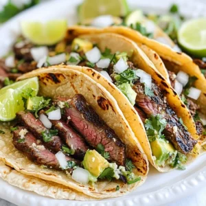 - 2 lbs flank steak - ¼ cup olive oil - 4 cloves garlic, minced - ¼ cup fresh lime juice (about 2 limes) - 2 tablespoons fresh orange juice (about 1 orange) - 2 teaspoons ground cumin - 2 teaspoons chili powder - 1 teaspoon smoked paprika - 1 teaspoon dried oregano - Salt and pepper to taste - Fresh cilantro, chopped (for garnish) - Corn tortillas (for serving) - Suggested toppings: diced onions, chopped cilantro, avocado slices, lime wedges When I make carne asada, I start with flank steak. It's tender and has great flavor. Next, I need a few key ingredients for the marinade. Olive oil adds richness. Minced garlic gives it a nice kick. Fresh lime juice brightens the dish, while orange juice adds a hint of sweetness. For spice, I use ground cumin, chili powder, and smoked paprika. Each spice brings a new layer of taste. Dried oregano adds depth, while salt and pepper enhance everything. Fresh cilantro is perfect for garnish. Corn tortillas are a must for serving. They hold all the delicious fillings. You can also add toppings like diced onions, chopped cilantro, avocado slices, and lime wedges. These extras add color and flavor. Gather these ingredients, and you are ready to create a flavorful carne asada that will impress everyone at your table! {{ingredient_image_1}} To start, you’ll want to make a tasty marinade. In a bowl, mix these ingredients: - ¼ cup olive oil - 4 cloves garlic, minced - ¼ cup fresh lime juice (about 2 limes) - 2 tablespoons fresh orange juice (about 1 orange) - 2 teaspoons ground cumin - 2 teaspoons chili powder - 1 teaspoon smoked paprika - 1 teaspoon dried oregano - Salt and pepper to taste Place the flank steak in a resealable bag and pour the marinade over it. Seal the bag tight and shake it to coat the steak well. For the best flavor, let it marinate for at least 1 hour. If you have time, marinate it for up to 8 hours. The longer, the better! Next, let’s get the grill ready. Preheat your grill to high heat. If you use a carbon grill, aim for a temperature of 450-500°F (232-260°C). Make sure to check the temperature with a grill thermometer. If you have a gas grill, turn all burners on high and let it heat up for about 15 minutes. Now, it’s grilling time! Take the steak out of the marinade and let the extra drip off. Place it on the grill. Cook for about 4-5 minutes on each side for medium-rare. If you need it well done, cook it a bit longer. Use a meat thermometer to check the inside temperature. You want 130°F for medium-rare and 140°F for medium. Once the steak is done, transfer it to a cutting board. It’s important to let it rest for about 10 minutes. Resting helps keep the juices in the meat. This step makes every bite super tender. When it’s time to slice, cut the steak thinly against the grain. This helps keep it tender. Serve the slices in warm corn tortillas. For toppings, add diced onions, chopped cilantro, avocado slices, and lime wedges. This adds color and flavor to your tacos! Enjoy your delicious carne asada! For the best taste, marinate the steak for at least one hour. However, if you have time, let it sit for up to eight hours. This will make the meat tender and full of flavor. You can also add your twist to the marinade. Think about adding spices like cayenne for heat or honey for sweetness. Experiment and find what you love! When grilling, make sure your grill is hot. Preheat it to around 450-500°F. This helps the meat sear quickly and keeps it juicy. To avoid flare-ups, trim excess fat from the steak. Keep a spray bottle of water handy to put out any flames. Turn the steak only once to get nice grill marks. Carne asada tacos taste great with sides like rice and beans. You can also serve a fresh salad or grilled veggies. For drinks, try pairing it with cold beer or a citrusy margarita. This will balance the rich flavors of the steak. Enjoy your meal with friends for a fun evening! Pro Tips Marination Time: For the best flavor, marinate the flank steak for at least 4 hours. If you have the time, overnight marination will enhance the taste even more. Grilling Technique: Make sure your grill is preheated to high heat before placing the steak on it. This helps achieve a nice sear and keeps the juices locked in. Slicing Method: Always slice the steak against the grain. This technique breaks up the muscle fibers and results in a more tender bite for your tacos. Fresh Toppings: Don’t skip on the toppings! Fresh ingredients like diced onions, cilantro, and avocado add flavor and texture, elevating your taco experience. {{image_2}} You can use other cuts of meat for carne asada. Flank steak is popular, but it's not the only choice. Skirt steak is another great option. It has a nice flavor and cooks quickly. You can also try sirloin if you want a leaner cut. Look for meat with good marbling. This adds flavor and keeps the steak tender. Ribeye can work too, but it is richer. Each cut brings a unique taste. Spice blends can change the taste of your carne asada. You can use different spices to fit your taste. For a simple blend, try adding garlic powder and onion powder. If you want more warmth, use cayenne or crushed red pepper. Fresh herbs like cilantro can brighten the flavor. You can also mix in citrus zest for a fresh kick. Experiment with flavors you love. Grilling is the classic way to cook carne asada, but you have options. You can broil the steak in the oven. Set your oven to high, and place the meat on a broiler pan. This will give you a nice char. If you prefer pan-searing, heat a skillet over medium-high heat. Add a little oil to the pan before cooking. For slower methods, try a slow cooker. This will make your steak very tender and juicy. Each method can bring out different flavors, so have fun with it! - Let the carne asada cool to room temperature. - Place leftovers in airtight containers. - Use glass or BPA-free plastic containers for best results. - Keep leftovers in the fridge for up to three days. - Use a skillet over low heat. This method keeps the meat juicy. - Add a splash of water or broth to prevent dryness. - Cover the skillet to trap steam while heating. - Microwave can work, but it may dry out the meat. - Wrap marinated steak tightly in plastic wrap. - Place it in a freezer-safe bag or container. - Label with the date for easy tracking. - For best flavor, use within three months. - Thaw in the fridge overnight for best quality. Carne asada means "grilled meat" in Spanish. It is a popular dish in Mexico and the U.S. This dish often features marinated beef, grilled to perfection. It is commonly made with flank steak or skirt steak. Carne asada is a staple at celebrations and family gatherings. The smoky, charred flavor brings joy to many. It also represents the rich culture of Mexican cuisine. Yes, you can use other cuts for carne asada. Skirt steak is a great alternative. It has similar flavors and tenderness. You can also try ribeye or sirloin. These cuts are flavorful and work well when grilled. Just remember to adjust cooking times based on the thickness. To control the spice level, modify the marinade. If you want less heat, cut back on chili powder. You can add more lime juice for a tangy flavor. If you prefer more spice, add diced jalapeños or hot sauce. Taste the marinade before using it. This ensures it matches your heat preference. Many sides complement carne asada tacos. Traditional options include: - Mexican rice - Refried beans - Grilled corn - Guacamole - Fresh salsa Modern choices can be: - Cilantro lime rice - Avocado salad - Zucchini noodles These sides bring a balance of flavor and texture. Marinating the steak enhances its flavor. I recommend at least 1 hour for a good taste. For the best results, marinate for up to 8 hours. This allows the flavors to soak in. Always keep the marinating steak in the fridge for safety. In this post, we explored the key ingredients and steps for making carne asada tacos. We covered marinating, grilling, and serving tips. Remember to rest your steak for tenderness before slicing. You can also customize flavors with different seasonings and methods. Don’t forget about storage and reheating for leftovers. Now you have all the tools you need to create delicious tacos at home. Enjoy the process and share with friends!
