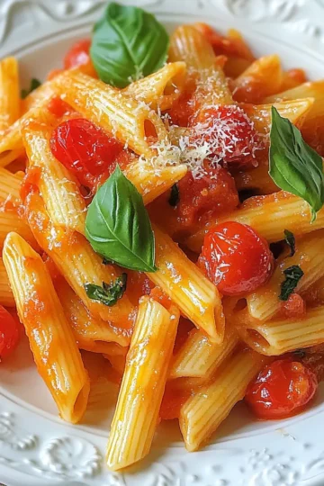 - Pasta: You will need 400g of penne pasta. This type holds sauce well. - Fresh produce: Use 500g of cherry tomatoes. Halve them for easy cooking. Add 2 cloves of minced garlic for flavor. Fresh basil, about 1/4 cup, adds freshness. - Cheese selection: Use 300g of fresh mozzarella. Tear it into pieces. Top with 1/4 cup of grated Parmesan cheese for richness. - Other essentials: Use 2 tablespoons of olive oil to sauté. Season with salt, pepper, and optional red pepper flakes for a kick. These ingredients come together to create a warm and hearty dish. Each one plays a key role in the final flavor. The sweetness of the tomatoes pairs well with the creamy cheese. The basil adds a fresh note that brightens every bite. Using quality ingredients makes a big difference! {{ingredient_image_1}} To cook penne pasta perfectly, start with a large pot. Fill it with water and add a good amount of salt. The salt makes a big difference in flavor. Bring the water to a rolling boil. Add the penne pasta and stir well. Cook according to package instructions until it is al dente, or firm to the bite. This usually takes about 10-12 minutes. Once cooked, drain the pasta and set it aside. In a large skillet, pour in the olive oil and heat it over medium heat. Add the minced garlic and sauté for about 1 minute. Be careful not to brown the garlic; it should smell great but stay light. Next, add the halved cherry tomatoes. Stir them occasionally for about 5-7 minutes. You want them to soften and break down. Season the mix with salt, pepper, and red pepper flakes if you like some heat. Now it's time to bring everything together. Lower the heat and add the drained penne pasta to the skillet. Toss the pasta with the tomato mixture until every piece is coated. Tear the fresh mozzarella into pieces and add it to the pan. Stir gently so the cheese melts slightly but does not fully dissolve. Transfer the pasta to a serving dish and top it with grated Parmesan cheese. Add extra basil for a fresh touch. Enjoy your hearty Pasta alla Sorrentina! To get the best flavor in Pasta alla Sorrentina, balance is key. Use ripe cherry tomatoes for sweetness. Fresh mozzarella adds creaminess and a rich taste. Don't forget the fresh basil; it brightens the dish. A splash of olive oil brings everything together. Common mistakes often include overcooking pasta. Always cook until al dente, which means firm but not hard. When you sauté garlic, don't let it brown; it can turn bitter. Lastly, avoid adding too much salt to the sauce. You can always add more later, but you can't take it out. Pasta alla Sorrentina pairs well with a light salad. A simple arugula salad with lemon dressing works nicely. You can also serve it with crusty bread for dipping. For presentation, use a large serving dish. Top it with extra basil and a sprinkle of Parmesan cheese. This makes the dish look fresh and inviting. Serve it hot, and watch everyone enjoy your creation! Pro Tips Use Fresh Ingredients: For the best flavor, opt for fresh cherry tomatoes and mozzarella. They will elevate the dish and add authentic Sorrento taste. Adjust the Spice Level: If you prefer a milder dish, omit the red pepper flakes. For more heat, increase the amount according to your taste. Don't Overcook the Pasta: Cook the penne just until al dente, as it will continue to cook slightly when mixed with the hot tomato sauce. Garnish for Presentation: Sprinkle additional fresh basil and Parmesan cheese on top before serving to enhance the dish's visual appeal. {{image_2}} You can switch up the pasta in Pasta alla Sorrentina. While I love using penne, any pasta shape works. Fusilli or rigatoni hold sauce well too. Just cook according to package instructions. Seasonal vegetables can make this dish shine. In summer, try adding zucchini or bell peppers. In fall, roasted butternut squash adds sweetness. Toss these veggies in with the tomatoes for a tasty twist. To make Pasta alla Sorrentina vegetarian, just skip the cheese or use plant-based options. Vegan mozzarella is widely available now. It melts nicely and tastes great. If you need a gluten-free option, use gluten-free pasta. Many brands offer pasta that cooks well and tastes good. Follow the cooking instructions on the package for best results. To keep your leftover Pasta alla Sorrentina fresh, cool it down first. Place it in an airtight container. Store it in the fridge. It lasts for about three days. Make sure to label it with the date. For longer storage, freeze the pasta. Use a freezer-safe container or bag. This way, it can last for up to three months. When you are ready to enjoy your leftovers, use gentle heat to warm them up. The best methods are the oven or stovetop. For the stovetop, add a splash of water or olive oil. This helps keep the pasta moist. Stir often to prevent it from sticking. If using the oven, cover the dish with foil. This keeps the moisture in. Avoid using the microwave if you can. It tends to dry out the pasta. Enjoy your meal just like when it was fresh! What is the origin of Pasta alla Sorrentina? Pasta alla Sorrentina comes from Sorrento, Italy. This coastal town is known for its fresh ingredients. The dish highlights local tomatoes and mozzarella. It reflects the sunny flavors of Southern Italy. Can I make this dish ahead of time? Yes, you can prepare Pasta alla Sorrentina in advance. Cook the pasta and sauce separately. Combine them just before serving. This keeps the pasta from getting mushy. You can also store it in the fridge for up to three days. How do I know when my pasta is al dente? Pasta is al dente when it is firm but not hard. To check, taste a piece a minute before the package time ends. It should have a slight bite without being raw. What can I use instead of fresh mozzarella? If you don’t have fresh mozzarella, use low-moisture mozzarella. You can also try burrata cheese for a creamy texture. Another option is ricotta for a different taste. Just be sure to adjust the amount to suit your dish. This post covered all the key steps to make Pasta alla Sorrentina. We discussed the fresh ingredients needed and how to cook the pasta perfectly. You learned tips for making a tasty sauce and the best ways to combine everything. Use these ideas as a guide to create your own version. Enjoy the process and the flavors! Cooking should be fun and satisfying. Now it’s time to get in the kitchen and start making your dish.