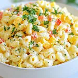 To make a delicious macaroni salad like the ones served in restaurants, you'll need these key ingredients: - 2 cups elbow macaroni - 1 cup mayonnaise - 2 tablespoons Dijon mustard - 1 tablespoon apple cider vinegar - 1 cup celery, diced - 1 cup red bell pepper, diced - ½ cup red onion, finely chopped - ½ cup sweet pickle relish - 2 hard-boiled eggs, chopped - 1 teaspoon garlic powder - 1 teaspoon onion powder - Salt and pepper to taste - Fresh parsley for garnish These ingredients combine to create a creamy and flavorful dish that everyone will enjoy. You can elevate your macaroni salad with these optional ingredients: - Chopped fresh herbs like dill or parsley - A splash of lemon juice for brightness - Chopped pickles for extra crunch - Diced green onions for a mild onion flavor - A pinch of cayenne pepper for some heat These add-ins let you customize the salad to fit your taste. To make this macaroni salad, gather these tools: - Large pot for boiling macaroni - Mixing bowl for the dressing - Colander for draining pasta - Whisk for mixing the dressing - Large serving bowl for the finished salad - Plastic wrap for chilling Having the right tools makes the cooking process smooth and fun. {{ingredient_image_1}} To start, fill a large pot with salted water. Bring it to a boil over high heat. Add 2 cups of elbow macaroni. Cook it according to the package instructions until it is al dente. This usually takes about 7 to 10 minutes. Once done, drain the macaroni and rinse it under cold water. This cools it down and stops the cooking process. In a mixing bowl, combine 1 cup of mayonnaise, 2 tablespoons of Dijon mustard, and 1 tablespoon of apple cider vinegar. Add 1 teaspoon of garlic powder and 1 teaspoon of onion powder. Sprinkle in some salt and pepper to taste. Whisk everything together until it is smooth and creamy. This dressing is key to your salad’s flavor. In a large bowl, add the cooled macaroni. Now, mix in 1 cup of diced celery, 1 cup of diced red bell pepper, and ½ cup of finely chopped red onion. Don’t forget ½ cup of sweet pickle relish for a tangy kick. Gently toss these ingredients together. This step helps to evenly spread the flavors throughout your salad. Pour the dressing over the macaroni and vegetable mixture. Carefully fold in 2 chopped hard-boiled eggs. Be gentle to keep the eggs intact. Now, cover the bowl with plastic wrap. Chill it in the refrigerator for at least 1 hour. This allows the flavors to meld together. When ready to serve, taste the salad. Adjust the seasoning if needed. Garnish with fresh parsley for a nice finish. Enjoy your creamy macaroni salad! To achieve the best texture in your macaroni salad, focus on cooking the pasta just right. Cook the elbow macaroni until it is al dente, which means firm to the bite. After draining, rinse it under cold water. This step cools the pasta and halts the cooking process. It also helps prevent clumping. A well-cooked macaroni gives a lovely bite and holds the dressing better. Balancing flavors is key. You want a mix of salt, sweet, and tangy. Start with the basics: salt and pepper. Then taste your salad after adding the dressing. If it feels flat, add a bit more salt. For sweetness, the pickle relish helps, but you can add a pinch of sugar if needed. For tang, a splash more apple cider vinegar can brighten the dish. Adjust these elements until it sings. Make your macaroni salad shine on the table. Use a large, colorful bowl for serving. Sprinkle extra chopped parsley on top for a fresh touch. You can also add lemon wedges on the side. The lemon gives a zesty pop when served. Consider garnishing with slices of hard-boiled eggs for a beautiful finish. A well-presented dish makes it even more appealing. Pro Tips Chill for Flavor: Allow the macaroni salad to chill for at least an hour. This helps all the flavors meld together for a tastier dish. Add Texture: For extra crunch, consider adding some diced pickles or even chopped nuts to the salad. Customize Ingredients: Feel free to mix in other vegetables such as peas or corn, or even proteins like diced chicken or tuna for added nutrition. Leftovers Tip: Store any leftovers in an airtight container in the fridge. The salad can last up to 3 days, but the texture may change slightly. {{image_2}} You can boost your macaroni salad with protein. Adding chicken, tuna, or ham makes it heartier. Simply shred cooked chicken breast or flake canned tuna. Dice ham into small pieces for a savory touch. Mix it in with the macaroni and veggies. This keeps the salad filling and satisfying. For a vegetarian option, consider using chickpeas or tofu. They add protein and texture. If you want a vegan salad, replace mayonnaise with vegan mayo or avocado. This keeps the creaminess without eggs or dairy. Both options make the salad friendly for all diets. Get creative with your add-ins! Fresh herbs like dill or parsley brighten the flavor. Nuts like walnuts or almonds add a nice crunch. For a twist, try adding fruits like diced apples or grapes. They add sweetness and balance the salad's creaminess. Mix and match to find your favorite combo! To keep your macaroni salad fresh, store it in an airtight container. This helps keep moisture in and air out. Before sealing, let it cool to room temperature. If you have leftovers, try to finish them within a few days. Macaroni salad lasts about 3 to 5 days in the fridge. After that, it may lose flavor and texture. Always check for any signs of spoilage before eating. If it looks or smells off, it's best to toss it out. While freezing is possible, it can change the texture. If you want to freeze it, store it in a freezer-safe container. Leave some space for expansion. When you’re ready to eat, thaw it in the fridge overnight. Be aware that some ingredients might not freeze well, like the eggs and veggies. Add fresh ingredients after thawing for better taste. Restaurant-style macaroni salad is creamy and packed with flavor. It often features elbow macaroni, mayonnaise, and crunchy veggies. This salad is a staple at many delis and diners. It’s perfect for picnics or barbecues. The mix of textures and tastes makes it stand out. You get soft pasta, crisp celery, and sweet pickles all in one bite. Yes, you can make macaroni salad ahead of time. In fact, it often tastes better after chilling. Make it a day before your event for best results. Just cover it tightly and store it in the fridge. This waiting time allows the flavors to blend well. Just remember to stir it before serving for freshness. You can make it creamy by using yogurt or sour cream. Both add a nice tang while keeping it smooth. You can also use avocado for a rich flavor. Blend avocados until smooth and mix them in. Another option is to use silken tofu for a vegan touch. This keeps your salad creamy and healthy. Macaroni salad pairs well with many side dishes. Grilled meats like chicken or burgers are great choices. Fresh fruit salads add sweetness and color. You can also serve it with crispy chips for crunch. Add a simple green salad for extra veggies. Each side complements the rich flavors of the macaroni salad. To create a tasty macaroni salad, you need simple ingredients and tools. We explored key steps like cooking the pasta, making the dressing, and mixing it all together. Remember, adjusting flavors and adding protein can make your dish unique. Always chill it before serving for the best taste. Store leftovers properly to enjoy them later. Now, with these insights, you can whip up a macaroni salad everyone will love. Happy cooking!