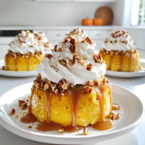 - 1 package yellow cake mix - 1 cup canned pumpkin puree - 3 large eggs - ½ cup vegetable oil - 1 cup water - 1 tablespoon pumpkin pie spice - 1 can (14 oz) sweetened condensed milk - ½ cup caramel sauce, plus extra for drizzling - 1 cup whipped topping (or whipped cream) - ¼ cup chopped pecans (optional) - Ground cinnamon for dusting (optional) To make this pumpkin caramel poke cake, you need simple ingredients. Each one plays a role in creating the rich flavors and textures. The yellow cake mix gives the base its lightness. Canned pumpkin puree adds moisture and a warm, earthy taste. Eggs bind everything together while the vegetable oil keeps it soft. Water helps to mix the batter smoothly. Pumpkin pie spice brings in a blend of cinnamon, nutmeg, and clove, which gives that classic fall flavor. The sweetened condensed milk is key for soaking the cake, making it creamy and decadent. Caramel sauce adds a sweet touch, while whipped topping or cream contributes to the cake's richness. You can add chopped pecans for crunch and ground cinnamon for a lovely finish. These ingredients come together to make an irresistible dessert treat that everyone will love. - Mixing bowls - Electric mixer - Baking dish (9x13 inch) - Wooden spoon or skewer When preparing this cake, you will need some basic tools. Mixing bowls are essential for combining the ingredients. An electric mixer helps to beat the batter quickly and evenly. A 9x13 inch baking dish is perfect for baking this cake, giving it a nice, flat surface. Lastly, you will want a wooden spoon or skewer. This will help you poke holes in the cake for soaking it with caramel. With these tools, you are ready to create a delicious pumpkin caramel poke cake that will impress your friends and family! 1. Preheat the oven and prepare the baking dish. Start by setting your oven to 350°F (175°C). While it heats, take a 9x13 inch baking dish and grease it with oil or butter. Then, sprinkle some flour to coat the bottom and sides. This helps the cake come out easily. 2. Combining the ingredients in a mixing bowl. In a large mixing bowl, add one package of yellow cake mix, one cup of canned pumpkin puree, three large eggs, half a cup of vegetable oil, one cup of water, and one tablespoon of pumpkin pie spice. Use an electric mixer to beat these on medium speed for about two minutes. The mix should look smooth and well blended. 3. Pouring and spreading the batter. Next, pour the cake batter into your prepared baking dish. Use a spatula to spread it evenly across the dish. This ensures every bite is just as good as the last. 1. Baking time and temperature settings. Place the baking dish in your preheated oven. Bake for 25 to 30 minutes. The cake should rise and get a nice golden color. 2. Checking for doneness with a toothpick. To check if the cake is done, insert a toothpick into the center. If it comes out clean, your cake is ready. If it has batter on it, bake for a few more minutes. 1. Cooling the cake and poking holes. After baking, remove the cake from the oven and let it cool in the pan for about 10 minutes. Once it cools a bit, take the handle of a wooden spoon or a skewer and poke holes all over the cake. Space them about one inch apart. This is what makes it a poke cake! 2. Mixing the caramel and sweetened condensed milk. In a medium bowl, mix together one can of sweetened condensed milk and half a cup of caramel sauce until it’s well combined. 3. Pouring the mixture over the cake. Pour this caramel mixture evenly over the warm cake, letting it soak into all those holes. This gives the cake its sweet, gooey goodness. - To keep your cake moist, do not overbake it. Check for doneness at 25 minutes. - You can use a different cake mix if you want. Spice cake works great too. - For a lovely look, cut the cake into squares. Serve on nice plates. - Drizzle extra caramel on top. Add a sprinkle of pecans for crunch. - This cake pairs well with vanilla ice cream or a cup of coffee. - Overmixing the batter can make the cake tough. Mix just until combined. - Make sure to cool the cake before adding the caramel. This helps it soak in better. {{image_2}} You can take your Pumpkin Caramel Poke Cake to the next level. Add chocolate chips for a sweet touch. They melt into the cake, giving it a rich flavor. You can also toss in some nuts like pecans or walnuts for a nice crunch. This adds texture and makes each bite exciting. Another fun idea is to switch the cake mix. Instead of yellow cake mix, try spice cake mix. This adds more warmth and depth to the flavors. The spice mix pairs perfectly with pumpkin. You can even use a chocolate cake mix for a sweeter twist. The chocolate and caramel create a delightful contrast. For a twist on the topping, try cream cheese frosting instead of whipped topping. Cream cheese adds a tangy taste that balances the sweetness. It’s also smooth and rich, making your cake extra special. Just whip together some cream cheese, butter, and powdered sugar for a quick mix. If you want a more elegant touch, use a chocolate ganache. Melt chocolate with cream for a shiny topping. Pour it over the cake instead of caramel. This makes the dessert look fancy and taste divine. You can adapt this cake for different holidays. For Halloween, add spooky decorations like candy corn or chocolate spiders. This makes it fun for kids and adults alike. During Thanksgiving, top the cake with pecans and a sprinkle of cinnamon. This gives it a festive look and flavor. You can even serve it with a scoop of vanilla ice cream on the side. It’s a perfect treat for the holiday season. To keep your Pumpkin Caramel Poke Cake fresh, store it in the fridge. Use an airtight container to prevent the cake from drying out. You can also wrap it tightly with plastic wrap. If you want to save some for later, you can freeze it. Cut the cake into slices, wrap each slice in plastic wrap, and place them in a freezer bag. This way, you can enjoy a piece whenever you like. In the fridge, this delightful cake lasts about four to five days. After that, the taste and texture may start to fade. Look for signs of spoilage like a sour smell or mold. If you see any of these signs, it’s best to toss the cake. Enjoy your Pumpkin Caramel Poke Cake while it's fresh for the best flavor! A poke cake is a simple dessert where you poke holes in a baked cake and fill them. This allows toppings or sauces to soak into the cake, adding extra flavor and moisture. The idea became popular in the 1970s. It is fun to make and even more fun to eat! You can use any cake mix you like. For our Pumpkin Caramel Poke Cake, we use yellow cake mix and pumpkin puree. This gives it a rich, fall flavor. Yes, you can make this cake ahead of time! I suggest baking and soaking it the day before you plan to serve it. This way, the flavors meld nicely. After you poke the holes and pour the caramel mixture, let it cool. Then, cover it and place it in the fridge for at least two hours or overnight. This makes the cake even tastier when you serve it. Just remember to add the whipped topping and any garnishes right before serving. Absolutely! You can make this cake gluten-free by using a gluten-free cake mix. Many brands offer great options that taste just as good. Just check the packaging to ensure it’s safe for your needs. Also, be careful with the toppings. Ensure that the whipped topping and any other ingredients you use are gluten-free. This way, everyone can enjoy the deliciousness of the Pumpkin Caramel Poke Cake! This article covered how to make a delicious poke cake using simple ingredients and easy steps. You learned about the tools needed, baking tips, and common mistakes to avoid. I shared ways to enhance flavors and suggested storage tips. Get creative with toppings and variations to make this cake your own. Enjoy making and sharing this treat with friends and family. You will surely impress everyone with this tasty dessert!