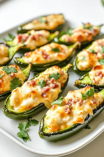 To make spicy air fryer jalapeño poppers, gather these ingredients: - 12 fresh jalapeño peppers - 8 oz cream cheese, softened - 1 cup shredded cheddar cheese - 1/2 cup cooked and crumbled turkey bacon (or plant-based bacon) - 1/4 teaspoon garlic powder - 1/4 teaspoon onion powder - 1/4 teaspoon smoked paprika - Salt and pepper to taste - Cooking spray You can swap ingredients to fit your taste. Try using: - A different cheese like pepper jack for extra heat. - Bacon bits for a quick option instead of crumbled bacon. - Greek yogurt instead of cream cheese for a lighter filling. Choosing the right jalapeños is key. Here’s how: - Look for firm, smooth peppers with a shiny skin. - Avoid any with soft spots or wrinkles. - Pick peppers that feel heavy for their size; this means they are fresh. - If you want milder poppers, choose larger jalapeños with fewer seeds. - For a spicier kick, go for smaller, thinner peppers. To start, you need fresh jalapeño peppers. Grab twelve of them. Slice each pepper in half lengthwise. Be sure to wear gloves if you want to avoid the heat on your hands. Next, remove the seeds and membranes. This step reduces the spice level. If you like heat, you can leave some seeds. Now, let's make the filling. In a bowl, mix eight ounces of softened cream cheese with one cup of shredded cheddar cheese. Add half a cup of crumbled turkey bacon for a great flavor. Toss in a quarter teaspoon of garlic powder, onion powder, and smoked paprika. Don’t forget salt and pepper to taste. Mix until everything combines well. This filling should be creamy and tasty. Before cooking, preheat your air fryer to 375°F (190°C). Lightly spray the air fryer basket with cooking spray. This helps prevent sticking. Next, fill each jalapeño half with your cheese mixture. Place them in the air fryer basket in a single layer. Make sure not to overcrowd them; it’s okay to cook in batches. Air fry for ten to twelve minutes. Watch for the jalapeños to soften and the cheese to melt. When done, carefully take them out and let them cool for a few minutes. Enjoy your spicy snack! To get that ideal crunch, use fresh jalapeños. They should be firm and shiny. When you fill them, don’t overstuff. Leave a little space for the cheese to expand. This helps keep the poppers from getting soggy. Air frying at 375°F gives them a nice golden finish. Cook them for about 10 to 12 minutes, so they are tender but not mushy. One common mistake is overcrowding the air fryer. Make sure to arrange the poppers in a single layer. If you stack them, they won’t cook evenly. Another mistake is not removing enough seeds. The seeds add heat, so if you want a milder flavor, be sure to scoop them out well. Also, remember to preheat your air fryer. This step helps cook the poppers evenly from the start. Serve the poppers warm for the best taste. They look great on a platter, so arrange them nicely. Add fresh cilantro or green onions on top for color. A side of ranch dressing or a spicy dipping sauce pairs well. You can also serve them with tortilla chips for a fun snack. Enjoy making these for game days or parties! {{image_2}} You can change the filling in your jalapeño poppers to suit your taste. Here are some ideas: - Cheeses: Try using goat cheese or pepper jack for a twist. - Meats: Substitute turkey bacon with crumbled sausage or chorizo for more flavor. - Veggies: Add spinach or roasted red peppers for a fresh touch. Mix and match these options to create your perfect popper! Want to change the heat? Here are a few ways to adjust the spice level: - Mild: Remove all the seeds and membranes for less heat. - Medium: Keep some seeds in the jalapeños for a bit of kick. - Hot: Add crushed red pepper or diced fresh chili to the cheese mix. You can make these poppers as spicy or mild as you like! You can easily make jalapeño poppers vegan. Here’s how: - Cheese Swap: Use vegan cream cheese and dairy-free cheese shreds. - Bacon Alternative: Replace turkey bacon with plant-based bacon or omit it completely. - Seasoning: Make sure your spices are vegan-friendly. These changes keep the flavor while meeting vegan needs. Enjoy your spicy snack! Once you make these jalapeño poppers, you may have some left. To store them, let the poppers cool completely. Place them in an airtight container. You can keep them in the fridge for up to three days. If you want to keep them longer, freezing is a great option. When you’re ready to enjoy your leftovers, it's easy to reheat them. Preheat your air fryer to 350°F (175°C). Place the poppers in the basket. Heat them for about 5-7 minutes. This will make them hot and crispy again. You can also use an oven. Set it to 350°F (175°C) and bake for 10-12 minutes. If you want to freeze your jalapeño poppers, first cool them completely. Then, place them on a baking sheet in a single layer. Freeze them for about 1-2 hours. After they are frozen, transfer them to a freezer-safe bag. They will stay fresh for up to three months. When you want to eat them, no need to thaw. Just air fry them straight from the freezer at 375°F (190°C) for about 12-15 minutes. Yes, you can prepare these jalapeño poppers ahead of time. After you stuff the jalapeños, cover them with plastic wrap. Place them in the fridge for up to 24 hours. When ready, just pop them in the air fryer. You may need to add a few extra minutes to the cooking time. Many dips pair nicely with jalapeño poppers. Ranch dressing is a classic choice. It cools the heat of the peppers. You can also try a spicy dipping sauce. A creamy garlic dip or guacamole works great too. These add extra flavor and fun. You will know the poppers are done when the cheese is melted and bubbly. The jalapeños should be tender. Check them at 10 minutes to see if they are ready. If they need more time, air fry them for an extra 2 minutes. Be careful when you take them out, as they will be hot! In this blog post, we explored how to make delicious jalapeño poppers. We covered the ingredients you need, including tips for choosing the best jalapeños. I detailed step-by-step instructions on prepping, filling, and cooking them in an air fryer. We also discussed variations, from different fillings to spice levels. Remember, perfect texture comes from careful cooking and serving them with great dips enhances the flavor. Now, you’re ready to enjoy these tasty treats and impress your friends and family. Happy cooking!