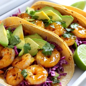 For these tasty tacos, you need fresh shrimp. Here's what you'll gather: - 1 lb large shrimp, peeled and deveined - 8 small corn tortillas The shrimp should be firm and pink. Look for shrimp that smell like the ocean. Corn tortillas are soft and tasty. They add a nice touch to the dish. The marinade gives the shrimp a sweet and garlicky flavor. Gather these items: - 3 tablespoons honey - 3 cloves garlic, minced - 2 tablespoons olive oil - 1 teaspoon smoked paprika - 1 teaspoon cumin - Salt and pepper to taste Mix honey and garlic for a sweet kick. Olive oil helps everything stick. Smoked paprika adds a hint of smokiness, while cumin gives warmth. Don't forget the salt and pepper to make it pop. Fresh toppings make the tacos bright and crunchy. Here’s what you'll need: - 1 cup red cabbage, shredded - 1 avocado, sliced - ¼ cup fresh cilantro, chopped - Lime wedges, for serving Shredded red cabbage adds crunch and color. Sliced avocado brings creaminess. Chopped cilantro gives a fresh taste. Serve lime wedges on the side for a zesty squeeze. To start, gather your ingredients. You need honey, garlic, olive oil, smoked paprika, cumin, salt, pepper, and shrimp. In a large bowl, mix the honey, minced garlic, olive oil, smoked paprika, cumin, salt, and pepper. Stir well until all the flavors blend together. Next, add the shrimp to the bowl. Toss the shrimp in the marinade until they are fully coated. This step is key. You want the shrimp to soak up all that delicious flavor. Set the bowl aside for a moment while you prepare to bake. Now, preheat your oven to 400°F (200°C). This temperature is perfect for cooking shrimp quickly while keeping them tender. Line a sheet pan with parchment paper for easy cleanup. Spread the marinated shrimp in a single layer on the sheet pan. Make sure they have space between them. This helps them cook evenly. Bake the shrimp for 8 to 10 minutes. Keep an eye on them. They are ready when they turn pink and opaque. Once done, take them out of the oven and let them cool for a few minutes. This helps them firm up a bit, making them easier to handle. While the shrimp cool, warm your corn tortillas. You can do this in a skillet over medium heat for about 30 seconds on each side. Warm tortillas are soft and easy to fold. Now it’s time to build your tacos. Take a tortilla and place a few shrimp in the center. Top it with shredded red cabbage, sliced avocado, and chopped cilantro for that fresh touch. Don’t forget the lime wedges! Serve them on the side for a zesty finish. Squeeze lime over the tacos just before eating for extra flavor. Enjoy your Savory Sheet Pan Honey Garlic Shrimp Tacos! To cook shrimp just right, look for a few signs. First, the shrimp should turn pink and opaque. This means they are ready to eat. Overcooking makes shrimp tough and chewy. Keep an eye on the time. Bake for 8 to 10 minutes at 400°F. If you want extra flavor, marinate the shrimp longer, up to 30 minutes. This helps the honey and garlic soak in. Warming tortillas is easy and makes a big difference. Use a skillet over medium heat. Cook each tortilla for about 30 seconds on each side. This warms them up and makes them soft. You can also wrap a stack of tortillas in a damp paper towel. Microwave them for about 30 seconds. Both methods make the tortillas pliable, perfect for filling. Tacos are not just about the shrimp. Add fun toppings to make them special. Shredded red cabbage gives a nice crunch. Sliced avocado adds creaminess. Chopped cilantro brings fresh flavor. Squeeze lime on top for a zesty kick. You can also try adding diced tomatoes or jalapeños for more spice. Make your tacos your own! {{image_2}} If you want to switch up your tacos, try different proteins. Chicken works well with the same honey garlic marinade. Just use about 1 lb of boneless chicken breast or thighs. Cook them the same way as the shrimp. You can also use firm tofu for a vegetarian option. It absorbs flavors nicely and adds great texture. For a vegetarian twist, load your tacos with roasted veggies. Bell peppers, zucchini, and sweet potatoes are great choices. Cut them into small pieces and toss them in the same marinade. Bake them on the sheet pan until they are tender. You can also use black beans or chickpeas for added protein. They pair well with the crunchy cabbage and creamy avocado. Feel free to play with flavors! Swap honey for maple syrup for a different sweetness. Add lime juice to the marinade for a zesty kick. You can also use spicy seasonings like cayenne pepper or chili powder if you like heat. Experiment with fresh herbs too. Try adding basil or mint for a fresh taste. Each twist makes the tacos unique and fun! Store leftover shrimp in an airtight container. This keeps them fresh longer. Place the shrimp in the fridge. They will last about 2-3 days. If you want to keep them longer, freeze them. Use a freezer bag to avoid freezer burn. Make sure to remove as much air as possible. Frozen shrimp can last up to 3 months. To reheat shrimp, use a skillet. Heat it over medium heat. Add a bit of oil to the pan. Then, add the shrimp. Cook them until they are warm, about 3-4 minutes. You can also use the microwave. Place shrimp in a bowl, cover, and heat for 30 seconds. Be careful not to overcook them. For tacos, warm them on a skillet for a bit. This keeps them soft and tasty. For fresh ingredients, store them properly. Keep red cabbage in the fridge in a bag. This helps it stay crunchy. Store avocado at room temperature until ripe. Once ripe, place it in the fridge. Use fresh cilantro within a week for the best flavor. Keep it in a damp paper towel and put it in a bag. This keeps it fresh and full of taste. Yes, you can prep these tacos ahead. Mix the marinade and coat the shrimp. Store them in the fridge for up to 24 hours. When you are ready, bake the shrimp as usual. This keeps the flavors fresh and saves time. If you lack shrimp, try chicken or fish. Use about the same weight and cut them into smaller pieces. For a vegetarian option, consider mushrooms or firm tofu. These will soak up the marinade well and provide a tasty meal. Yes, you can use corn tortillas, which are naturally gluten-free. They work great for these tacos. Check labels to ensure they are made in a gluten-free facility. This way, you can enjoy tasty tacos without worry. In this post, I covered how to make delicious shrimp tacos. I shared key ingredients, spices, and fresh toppings. You learned step-by-step how to prepare, bake, and assemble your tacos. I also included tips for perfect shrimp and warming tortillas. We explored fun variations and storage tips for any leftovers. Shrimp tacos can be a hit for any meal. With these tips, you will impress your guests! Enjoy making and sharing these tasty tacos!