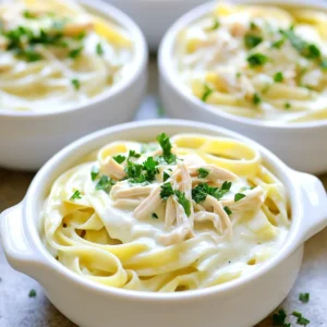To make Slow Cooker Chicken Alfredo Pasta, you need some simple ingredients. Here’s the full list: - 1 pound boneless, skinless chicken breasts - 8 ounces fettuccine pasta - 2 cups heavy cream - 1 cup grated Parmesan cheese - 1 cup chicken broth - 4 cloves garlic, minced - 1 teaspoon Italian seasoning - Salt and pepper to taste - 2 tablespoons butter - Fresh parsley, chopped (for garnish) These ingredients come together to create a rich and creamy dish. The chicken breasts are the main star, while the fettuccine adds great texture. Heavy cream and Parmesan cheese give it that comforting, creamy flavor we all love. Garlic adds a nice kick, and Italian seasoning brings in warmth. Salt and pepper help to balance all the tastes. Don't forget the butter for richness and the parsley for a fresh touch! First, I season the chicken. I use salt, pepper, and Italian seasoning to add flavor. I place the boneless, skinless chicken breasts in the slow cooker. Next, I add the liquid ingredients. I pour in the chicken broth and heavy cream. Then, I add minced garlic and butter. I gently stir everything to mix well. Now, it's time to cook. I cover the slow cooker tightly. If I set it on low, it cooks for 6-7 hours. On high, it cooks for 3-4 hours. Covering the slow cooker is key. It keeps the heat in and helps the chicken cook evenly. About 30 minutes before serving, I make the pasta. I bring a large pot of salted water to a boil and add the fettuccine. I cook it according to the package instructions until it is al dente, then drain and set aside. Once the chicken is done, I remove it from the slow cooker. Using two forks, I shred the chicken into bite-sized pieces. I return the shredded chicken back to the slow cooker. Finally, I stir in the cooked fettuccine and grated Parmesan cheese. I mix everything well and let it cook for an additional 10-15 minutes. This warms everything through and blends the flavors perfectly. To make your Slow Cooker Chicken Alfredo Pasta extra tasty, use seasonings like: - Italian seasoning - Salt and pepper - Garlic powder You can also add ingredients to boost flavor. Consider: - Fresh spinach for a nutrient boost - Sun-dried tomatoes for a tangy kick - Mushrooms for earthy notes For this recipe, a good slow cooker is key. I recommend using: - 6-quart slow cooker for larger meals - Programmable slow cooker for ease of use You will need some basic utensils, such as: - Measuring cups for accuracy - A sharp knife for prepping - A large spoon for stirring Plating your dish well makes it more appealing. Here are some ideas: - Serve in shallow bowls for a cozy look - Sprinkle extra Parmesan on top for richness - Add a pinch of chopped parsley for color A drizzle of olive oil can enhance the dish's visual appeal. Small touches can make your meal look gourmet! {{image_2}} You can switch up the chicken for shrimp or sausage. Shrimp cooks quickly and adds a nice touch. Just toss it in the slow cooker for the last hour of cooking. For sausage, use Italian sausage. Slice it up and add it at the start. Both options bring great flavors to your meal. If you want a vegetarian twist, try using mushrooms or tofu in place of chicken. For mushrooms, use a mix of cremini and shiitake. They add a hearty texture and umami flavor. If you choose tofu, use firm tofu. Press it to remove excess moisture, then cube it. Add it to the slow cooker with the other ingredients for a creamy dish. While fettuccine is classic, you can use other pasta shapes too. Penne works well and holds sauce nicely. Bowtie pasta is fun and adds a playful look. Even whole wheat or gluten-free pasta can be used. Just adjust the cooking time based on the type of pasta you choose. This way, you can keep it interesting every time you make it! To keep your leftovers fresh, let them cool first. Place the chicken Alfredo pasta in an airtight container. This will help prevent moisture loss and keep flavors intact. Store it in the fridge for up to three days. Make sure to label the container with the date. This way, you know when to finish it. You can freeze this dish for later. First, let it cool completely. Then, transfer the pasta to a freezer-safe container. Seal it tightly to avoid freezer burn. This dish can last up to three months in the freezer. When you're ready to eat, thaw it in the fridge overnight. Reheat it on the stove over low heat. Add a splash of cream or broth to revive the sauce. In the fridge, your chicken Alfredo pasta lasts about three days. If you freeze it, you can keep it for three months. Always check for any signs of spoilage before eating. If it smells off or looks strange, it’s best to throw it away. Enjoy your tasty meal without worry! Cooking this dish takes about 6 to 7 hours on low. If you set it to high, it will take 3 to 4 hours. The chicken needs to reach a safe temperature to be tender. Always check that your chicken is fully cooked before serving. Yes, you can prep this meal ahead of time. You can season the chicken and add the liquids into the slow cooker the night before. Just cover it and store it in the fridge. In the morning, you can plug it in and let it cook while you go about your day. This dish pairs well with simple side salads or garlic bread. A fresh green salad with vinaigrette will balance the creaminess. You can also enjoy a glass of white wine or sparkling water with lemon. These drinks will enhance the flavors of the pasta. This blog post covered how to make Slow Cooker Chicken Alfredo Pasta. We looked at the key ingredients, step-by-step instructions, and tips to boost flavor. I shared storage methods and variations for your tastes. Now you can create a delicious meal with ease. Enjoy experimenting with different proteins and pasta shapes. Follow these steps for great results every time. You’re now ready to impress friends and family with your cooking skills!