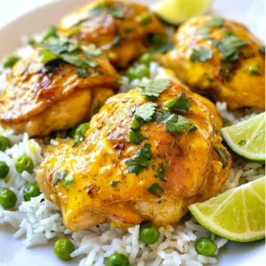 To make Coconut Chicken and Rice, you need simple, fresh ingredients. Here’s what you will need: - 2 cups jasmine rice - 1 can (13.5 oz) coconut milk - 1 cup chicken stock - 4 boneless, skinless chicken thighs - 1 tablespoon olive oil - 1 medium onion, finely chopped - 3 cloves garlic, minced - 1 tablespoon fresh ginger, grated - 1 tablespoon curry powder - 1 teaspoon turmeric - Salt and pepper to taste - 1 cup peas (fresh or frozen) - ¼ cup fresh cilantro, chopped (for garnish) - Lime wedges (for serving) Each ingredient plays a key role in flavor. Jasmine rice gives a nice aroma and texture. Coconut milk adds creaminess and a tropical touch. Chicken stock boosts the flavor of the rice. Chicken thighs provide juicy meat, while spices like curry powder and turmeric bring warmth and color. Fresh herbs like cilantro brighten the dish. Salt and pepper enhance all these flavors. You can find most of these ingredients at your local grocery store. If you can’t find something, don’t worry! Many ingredients can be swapped for others. For instance, brown rice works too, but it may need more cooking time. Gathering these ingredients is the first step in making this comforting meal. {{ingredient_image_1}} - Rinsing the Jasmine Rice: Start by rinsing 2 cups of jasmine rice. Place it in a sieve and run it under cold water. Keep rinsing until the water runs clear. This step helps remove extra starch and makes the rice fluffy. - Cooking with Coconut Milk and Chicken Stock: In a medium saucepan, combine the rinsed rice, 1 can of coconut milk, 1 cup of chicken stock, and a pinch of salt. Bring this mix to a boil over medium-high heat. As soon as it boils, reduce the heat to low and cover the saucepan. Let it simmer for 15-18 minutes, or until the rice is tender and absorbs all the liquid. - Letting the Rice Rest: Once the rice is cooked, remove it from heat. Let it sit covered for another 5 minutes. This resting time helps the rice finish cooking and become even fluffier. - Sautéing Onions, Garlic, and Ginger: While the rice cooks, heat 1 tablespoon of olive oil in a large skillet over medium heat. Add 1 medium onion, finely chopped, along with 3 minced garlic cloves and 1 tablespoon of grated fresh ginger. Sauté these ingredients until the onion turns translucent, which takes about 4-5 minutes. - Adding Spices and Seasoning the Chicken: Stir in 1 tablespoon of curry powder and 1 teaspoon of turmeric. Cook this mixture for an additional minute. Next, season 4 boneless, skinless chicken thighs with salt and pepper. Add them to the skillet and cook for around 6-7 minutes on each side until they are golden brown and fully cooked. - Cooking the Chicken Thighs: Make sure the chicken is cooked through. You can cut into one piece to check if it’s no longer pink inside. - Adding Peas to the Chicken: Once the chicken is done, add 1 cup of peas, either fresh or frozen, to the skillet. Stir everything together and cook for another 2-3 minutes until the peas warm up. - Fluffing the Coconut Rice: Grab a fork and fluff the coconut rice gently. This adds air and makes it light and fluffy. - Plating and Garnishing: Serve the fluffy rice on plates or in bowls. Top it with the chicken and pea mixture. For a fresh touch, garnish with ¼ cup of chopped cilantro. Add lime wedges on the side to squeeze over the dish. This adds a nice, zesty flavor that brightens everything up! To get fluffy rice, start by rinsing the jasmine rice. Rinse it until the water runs clear. This step removes the extra starch, which helps the rice stay light. Use a pot with a tight lid. This keeps the steam in while the rice cooks. When cooking, bring the rice mixture to a boil. Then, lower the heat and cover the pot. Let it simmer for about 15-18 minutes. After cooking, let it sit for 5 minutes before fluffing. This resting time is key for perfect rice. Seasoning the chicken right makes all the difference. Start by using salt and pepper generously. This brings out the chicken's natural flavor. After adding the chicken to the skillet, cook it until golden brown. This caramelization adds a depth of flavor. Don’t forget the spices! Adding curry powder and turmeric enhances the taste. Cook them with onions and garlic for a minute before adding the chicken. This step infuses the chicken with rich flavors. Some ingredients can be swapped out easily. If you don’t have jasmine rice, use basmati rice instead. It has a similar texture. For coconut milk, try almond milk for a lighter option. Chicken stock can be replaced with vegetable broth for a vegetarian twist. If you want less meat, use chicken breasts or tofu. Fresh peas can be switched with frozen peas for convenience. Just adjust cooking times as needed for the best results. Pro Tips Proper Rice Rinsing: Rinsing the rice until the water runs clear removes excess starch, which prevents the rice from becoming gummy and helps achieve a perfect fluffy texture. Coconut Milk Choice: Choose full-fat coconut milk for a richer flavor and creamier texture. Light coconut milk can be used, but the dish may be less decadent. Seasoning the Chicken: Season the chicken thighs generously with salt and pepper before cooking to enhance the overall flavor of the dish. Serving Suggestions: Serve with lime wedges on the side; the acidity of the lime adds a bright flavor that complements the richness of the coconut and spices. {{image_2}} You can turn this dish into a Thai coconut chicken curry. Just add some red curry paste when you sauté the onions, garlic, and ginger. This will give your dish a nice kick. To enhance the flavors, add bell peppers and bamboo shoots. They will add color and crunch. Finish with fresh basil or cilantro. Serve it over rice for a comforting meal. For a Caribbean twist, use spices like allspice and thyme. When cooking the chicken, add these spices along with a splash of lime juice. You can mix in black beans or chopped pineapple to the rice. This adds a sweet and savory flavor. Garnish with fresh scallions and enjoy the vibrant taste of the islands. If you want a vegetarian option, skip the chicken. Use canned black beans for protein instead. Add them when you mix in the peas. You can also toss in chopped bell peppers or corn for more color. This meal is still creamy and filling, thanks to the coconut milk. It’s a great way to enjoy the flavors without meat. To keep your Coconut Chicken and Rice fresh, store leftovers in an airtight container. Make sure it cools down first. Place it in the fridge within two hours of cooking. It can stay good for 3 to 4 days. If you want to keep it longer, consider freezing it. Reheat your leftovers gently to keep them tasty. You can use a microwave or stovetop. If using a microwave, place the food in a bowl and cover it. Heat it for 1 to 2 minutes, stirring halfway. On the stovetop, add a splash of water to a pan. Heat on low until warm. If you freeze Coconut Chicken and Rice, use a freezer-safe container. This dish can last up to three months in the freezer. When you’re ready to eat, thaw it in the fridge overnight. Reheat it as mentioned above for the best taste. Yes, you can use brown rice. Brown rice adds more fiber and nutrients. However, it takes longer to cook. Adjust the cooking time to about 40-45 minutes. You will need more liquid as well, so add an extra half cup of chicken stock. To make this dish dairy-free, simply use coconut milk. This recipe already includes coconut milk, which is dairy-free. Just ensure your chicken stock is also dairy-free. You can use chicken breast, shrimp, or tofu. Chicken breast cooks faster than thighs. Shrimp will cook in just a few minutes. Tofu is a great option for a vegetarian dish. This recipe is mild. The curry powder adds flavor, not heat. If you like spice, add red pepper flakes or fresh chili. Adjust to your taste for more kick. Yes, you can prepare this dish ahead. Cook the rice and chicken, then store them in the fridge. Heat it before serving. The flavors will blend well when reheated. This blog post explored a delightful Coconut Chicken and Rice recipe. I shared the key ingredients, clear steps, and helpful tips. You learned how to cook fluffy rice and perfectly seasoned chicken. Plus, I offered variations and storage tips. In closing, this dish brings comfort and flavor to any meal. Dive in and enjoy creating this tasty recipe! It's easy and fun. Happy cooking!