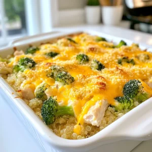 When making Chicken Broccoli Casserole, you need simple and fresh ingredients. Each one plays a key role in the dish's flavor and texture. Here’s what you will need: - 2 cups cooked chicken, shredded - 2 cups broccoli florets (fresh or frozen) - 1 cup cooked quinoa (or rice) - 1 cup shredded cheddar cheese - 1 cup cream of mushroom soup (or homemade equivalent) - ½ cup Greek yogurt - 1 teaspoon garlic powder - 1 teaspoon onion powder - ½ teaspoon black pepper - ½ teaspoon salt - ½ teaspoon paprika - ½ cup breadcrumbs (optional for topping) - 2 tablespoons olive oil These ingredients come together to create a warm, cheesy, and satisfying meal. The chicken adds protein, while the broccoli gives vitamins and color. Quinoa or rice makes it filling, and the cheese binds it all in a creamy mix. You can use frozen broccoli for ease, or fresh for a crunchier bite. The cream of mushroom soup adds depth, and Greek yogurt keeps it moist. Garlic and onion powders boost the flavor without extra work. Seasoning with salt, pepper, and paprika gives it a nice kick. If you want a crunchy topping, add breadcrumbs mixed with olive oil. This combination makes for a cozy meal that everyone will love. {{ingredient_image_1}} First, set your oven to 350°F (175°C). This heat makes the casserole cook just right. If you have fresh broccoli, steam the florets in boiling water. Do this for 2-3 minutes. You want them a bit tender but not mushy. Drain the broccoli. If you use frozen broccoli, just microwave it until it thaws. In a big bowl, add the cooked chicken, steamed broccoli, and cooked quinoa. Next, toss in the shredded cheddar cheese, cream of mushroom soup, and Greek yogurt. Sprinkle in the garlic powder, onion powder, black pepper, salt, and paprika. Mix everything well. You want each bite to have all the flavors. Take a 9x13 inch casserole dish and lightly grease it with olive oil. Pour your mixed ingredients into this dish. Spread it out evenly so it cooks well. For a crunchy top, you can add breadcrumbs. Mix them with a bit of olive oil, then sprinkle them over the casserole. This makes a nice texture contrast. Now, put the casserole in your preheated oven. Bake it for 25-30 minutes. You want the cheese to be bubbly and golden brown. When the casserole is done, let it cool for about 5 minutes. This helps prevent burns. Then, serve it warm and enjoy every bite! To get the best texture in your casserole, cook the chicken well. Shredded chicken should be moist, not dry. Use fresh broccoli for crunch. If you choose frozen, don’t overcook it. Steaming fresh broccoli lightly keeps it tender. Bake until the cheese is bubbly and golden. This creates a nice crust on top. You can swap ingredients based on what you have. Use cooked rice instead of quinoa if needed. Cream of mushroom soup can be replaced with cream of chicken soup. Greek yogurt can be changed to sour cream for a different taste. If you want more flavor, try adding some fresh herbs like thyme or parsley. You can prepare this casserole in advance. Mix all the ingredients and put them in the dish. Cover it well and store it in the fridge for up to 24 hours. When you’re ready, just pop it in the oven. This saves time on busy days and makes dinner easy. Pro Tips Use Rotisserie Chicken: For a quicker prep, consider using store-bought rotisserie chicken. It saves time and adds flavor! Experiment with Cheese: While cheddar is delicious, feel free to mix in other cheeses like mozzarella or gouda for a unique flavor profile. Add More Veggies: Enhance the nutritional value by adding other vegetables like bell peppers, carrots, or spinach to the mix. Make it Ahead: Prepare the casserole in advance and store it in the fridge. Just bake it when you're ready to serve! {{image_2}} You can make this dish meat-free. Replace the chicken with more veggies. Try using mushrooms, bell peppers, or zucchini. You can also add chickpeas for protein. This mix will keep the dish filling and tasty. Use vegetable broth instead of chicken broth for added flavor. If you need a gluten-free meal, swap the breadcrumbs. Use gluten-free breadcrumbs or skip them entirely. Make sure the cream of mushroom soup is gluten-free too. You can find many brands that offer this option. Quinoa is naturally gluten-free, so you’re already on the right path. Cheddar cheese is a favorite, but you can change that. Try mozzarella for a stretchier texture. For a bolder taste, use pepper jack or gouda. You can even mix different cheeses to get a unique flavor. Just make sure to keep the cheese amount the same for the right creaminess. After you enjoy your Chicken Broccoli Casserole, store any leftovers. Place them in an airtight container. This helps keep the dish fresh. You can store it in the fridge for up to three days. If you want to keep it longer, freezing is a good idea. To freeze the casserole, let it cool first. Then, cut it into portions. Wrap each portion in plastic wrap. Place the wrapped portions into a freezer bag. Remove as much air as you can. Label the bag with the date. You can freeze it for up to three months. When you’re ready to eat, thaw it in the fridge overnight. To reheat, you have a couple of options. You can use the microwave or the oven. For the microwave, place a portion on a safe plate. Heat it for one to two minutes or until hot. Stir halfway through for even heating. If using the oven, preheat it to 350°F (175°C). Place the casserole in a baking dish, cover with foil, and heat for about 15-20 minutes. This keeps it moist while warming. Enjoy your meal again! You should not use raw chicken. Raw chicken needs to cook fully for safety. Using cooked chicken makes this dish quick and easy. You can use leftover chicken or rotisserie chicken. You can store the casserole in the fridge for up to three days. Make sure to cover it well. If you want to keep it longer, freeze it. It can stay frozen for up to three months. This casserole pairs well with a simple salad or garlic bread. You might also enjoy it with steamed rice or quinoa. These sides complement the rich flavors of the dish. Yes, you can make this casserole in advance. Prepare the dish and cover it. Store it in the fridge for up to 24 hours before baking. When you're ready, just pop it in the oven! This blog covered a simple yet tasty chicken broccoli casserole. You learned about the necessary ingredients, step-by-step instructions, and tips for the best results. I shared ways to customize the dish and how to store it properly. With these insights, you can whip up a delicious meal that suits your taste. I hope you feel ready to create this casserole, impressing friends and family with your skills. Enjoy every bite!