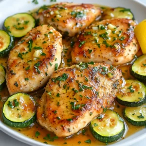For One-Pan Garlic Butter Chicken with Zucchini, you will need: - 4 boneless, skinless chicken breasts - 4 tablespoons unsalted butter - 4 cloves garlic, minced - 2 medium zucchini, sliced into half-moons - 1 teaspoon paprika - 1 teaspoon Italian seasoning - Salt and pepper, to taste - Juice of 1 lemon - Fresh parsley, chopped (for garnish) These simple ingredients create a tasty dish. The garlic and butter add depth, while zucchini brings freshness. You can add more flavor with these options: - A pinch of red pepper flakes for heat - Grated Parmesan cheese for a cheesy touch - Fresh basil or thyme for an herbal twist These extras can elevate your dish even more. Try them and find your favorite combo. To make this recipe, gather these tools: - A large skillet - A sharp knife for slicing - A cutting board - A lemon juicer for easy juice extraction These tools help you prepare the meal quickly and easily. Having the right equipment makes cooking more fun! {{ingredient_image_1}} Start by gathering your ingredients. You need: - 4 boneless, skinless chicken breasts - 4 tablespoons unsalted butter - 4 cloves garlic, minced - 2 medium zucchini, sliced into half-moons - 1 teaspoon paprika - 1 teaspoon Italian seasoning - Salt and pepper, to taste - Juice of 1 lemon - Fresh parsley, chopped (for garnish) Now, wash the zucchini and slice them into half-moons. Mince the garlic and set it aside. Take the chicken breasts out and season them with salt, pepper, paprika, and Italian seasoning on both sides. This step adds great flavor to your chicken. Heat a large skillet over medium heat. Add 2 tablespoons of butter to the skillet. Once it melts, add the seasoned chicken breasts. Cook them for about 5 to 7 minutes on each side. You want them golden brown and fully cooked. To check if they are done, cut into one to see if the inside is no longer pink. Once cooked, remove the chicken and set it aside on a plate. In the same skillet, add the other 2 tablespoons of butter. Then, add the minced garlic. Sauté the garlic for about 1 minute. You want it to smell great, but don’t let it burn. Next, add the sliced zucchini to the skillet. Sauté the zucchini for 4 to 5 minutes until they begin to soften. Stir often to ensure they cook evenly. After the zucchini is soft, return the cooked chicken to the skillet. Squeeze the juice of one lemon over the chicken and zucchini. Toss everything together gently. Heat it all through for another 2 to 3 minutes. Taste and adjust the seasoning if needed. Before serving, sprinkle fresh parsley on top for a pop of color and flavor. Enjoy your delicious one-pan garlic butter chicken with zucchini! Use boneless, skinless chicken breasts for this dish. They cook fast and stay juicy. Look for chicken that is fresh and firm. Avoid any with an off smell or discoloration. Thinner pieces cook more evenly, so pound them a bit if needed. Cut the zucchini into half-moons. This shape helps them cook evenly. Sauté them until they are tender but still crisp. Overcooked zucchini can become mushy. Watch closely, cooking them for just 4-5 minutes should do the trick. Seasoning is key for great taste. Use salt, pepper, paprika, and Italian herbs. These add depth to both the chicken and the zucchini. Squeeze fresh lemon juice over the dish for brightness. Fresh parsley adds a nice touch at the end. Adjust seasonings to your taste, and don’t be afraid to experiment! Pro Tips Rest the Chicken: Allow the chicken to rest for a few minutes after cooking. This helps the juices redistribute, making the chicken more tender and flavorful. Use Fresh Garlic: For the best flavor, use fresh garlic cloves instead of pre-minced garlic. It adds a pungent aroma and taste that elevates the dish. Customize the Veggies: Feel free to add other vegetables like bell peppers or asparagus for added nutrition and color. Just adjust the cooking time accordingly. Serve with a Side: This dish pairs well with rice or quinoa. They will soak up the delicious garlic butter sauce, making your meal even more satisfying. {{image_2}} If you want to switch the chicken, you can use turkey or pork. Both meats work well in this dish. You can also use chicken thighs for more flavor. Just remember to adjust the cooking time. Thighs may need a bit longer to cook through. You can add more veggies to this dish. Bell peppers, mushrooms, or spinach will add great taste. Just slice them up and toss them in when you add the zucchini. This way, you get more colors and nutrients in your meal. Try mixing in broccoli for a nice crunch or carrots for a touch of sweetness. Feel free to switch the herbs and spices to suit your taste. You can use thyme or rosemary for a different flavor. If you like a bit of heat, add some red pepper flakes. For a smoky taste, use smoked paprika instead of regular paprika. Experimenting with flavors keeps this dish exciting every time you make it! To store your leftovers, let the chicken and zucchini cool first. Use an airtight container for best results. Place the chicken and zucchini in the container together. This helps keep them fresh. Store the container in the fridge. Your leftovers will last up to three days. When you're ready to eat again, take the chicken and zucchini out. You can reheat them in a skillet over medium heat. This keeps the flavors intact. Stir gently for about five minutes until everything is warm. You can also use the microwave. Heat in short bursts of 30 seconds, stirring in between. If you want to save some for later, freezing works well. Make sure to cool the dish completely. Place the chicken and zucchini in a freezer-safe bag. Remove as much air as possible. This helps prevent freezer burn. You can freeze for up to three months. When ready to eat, thaw in the fridge overnight and reheat. Yes, you can use frozen chicken breasts. Just remember to thaw them first. Thawing helps ensure even cooking. You can place them in the fridge overnight. If you're in a hurry, use the microwave's defrost setting. Cook the chicken longer if it’s still cold. If you need a butter substitute, try olive oil or coconut oil. Both oils add good flavor. You can also use ghee for a buttery taste. For a dairy-free option, avocado oil works well too. Each choice brings a unique flavor to the dish. This dish will last about three to four days in the fridge. Make sure to store it in an airtight container. This keeps it fresh and tasty. If you notice any changes in smell or color, it’s best to throw it away. Yes, you can make it ahead of time. Cook everything and let it cool down. Then store it in the fridge. Reheat it when you’re ready to eat. This makes for a quick meal on busy days. Just ensure the chicken is heated to 165°F before serving. This blog post covered all you need to make a great chicken and zucchini dish. We reviewed key ingredients, cooking steps, and useful tips. Remember to choose the right chicken and season well. You can even switch out veggies or herbs for variety. Proper storage helps ensure your leftovers stay fresh. With these ideas, you can enjoy this meal time and again. Enjoy your cooking and explore your options!