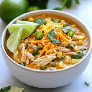 To make a delicious high protein white chicken chili, gather these key items: - 1 lb boneless, skinless chicken breasts - 1 tablespoon olive oil - 1 medium onion, diced - 2 cloves garlic, minced - 2 cans (15 oz each) white beans, drained and rinsed - 1 can (4 oz) diced green chiles - 2 cups low-sodium chicken broth - 1 teaspoon ground cumin - 1 teaspoon chili powder - ½ teaspoon smoked paprika - ½ teaspoon dried oregano - Salt and pepper to taste - 1 cup corn kernels (fresh or frozen) - ½ cup Greek yogurt - 1 cup shredded cheddar cheese (optional) - Fresh cilantro and lime wedges for garnish These ingredients work together to create a hearty and filling meal. The chicken provides protein, while beans add fiber. The spices bring warmth and flavor. You can elevate your chili with these tasty toppings: - Shredded cheddar cheese - Fresh cilantro - Lime wedges These garnishes add color and enhance the dish’s flavor. The cheese brings creaminess, while lime adds a fresh zing. This high protein white chicken chili is not only tasty but also good for you. Each serving offers: - Calories: Approximately 400 - Protein: About 35 grams - Carbohydrates: Around 40 grams - Fat: Roughly 10 grams This meal packs a punch of protein, making it perfect for a post-workout meal or a filling lunch. The combination of chicken, beans, and Greek yogurt boosts its nutritional value. Enjoy your bowl of goodness, knowing it fuels your body! {{ingredient_image_1}} Start by gathering all your ingredients. You will need: - 1 lb boneless, skinless chicken breasts - 1 tablespoon olive oil - 1 medium onion, diced - 2 cloves garlic, minced - 2 cans (15 oz each) white beans, drained and rinsed - 1 can (4 oz) diced green chiles - 2 cups low-sodium chicken broth - 1 teaspoon ground cumin - 1 teaspoon chili powder - ½ teaspoon smoked paprika - ½ teaspoon dried oregano - Salt and pepper to taste - 1 cup corn kernels - ½ cup Greek yogurt - 1 cup shredded cheddar cheese (optional) - Fresh cilantro and lime wedges for garnish First, heat the olive oil in a large pot over medium heat. Next, add the diced onion. Cook until the onion turns soft, about five minutes. Stir in the minced garlic and cook for another one to two minutes. This step adds a lot of flavor. While the onion and garlic cook, season the chicken breasts. Use salt, pepper, cumin, chili powder, smoked paprika, and oregano. Once seasoned, add the chicken to the pot. Pour in the chicken broth and bring the mixture to a simmer. Cover the pot and cook for 20-25 minutes. The chicken needs to be fully cooked. After cooking, remove the chicken from the pot. Use two forks to shred the chicken into pieces. Return the shredded chicken back to the pot. Now, stir in the white beans, diced green chiles, and corn. Cook for another ten minutes. This lets all the flavors mix together. Finally, reduce the heat and stir in the Greek yogurt. This makes the chili creamy and adds protein. Adjust the seasonings to your taste. Shredding chicken can be easy. Use two forks to pull the chicken apart. A helpful tip is to let the chicken cool slightly before shredding. This can make it easier to handle. If you want smaller pieces, shred it a bit more. You want the chicken to blend well with the other ingredients. To boost flavor in your chili, always start with fresh ingredients. Use high-quality chicken and spices. Sauté the onions and garlic until soft. This brings out their natural sweetness. Add the spices early, letting them bloom in the oil. This step makes the chili more aromatic. Don't skip the Greek yogurt; it adds creaminess and protein. Always taste your chili as it cooks. Adjust salt and spices to fit your taste. You can easily make this chili your own. Want more veggies? Toss in bell peppers or zucchini. If you like heat, add jalapeños or hot sauce. For a smoky flavor, try adding chipotle peppers. You can also swap white beans for black beans or lentils. If you’re on a low-carb diet, skip the beans and add more chicken. Love a thicker chili? Blend part of it and stir it back in. For best results, use a large pot or Dutch oven. It holds heat well and allows for even cooking. A good knife makes chopping veggies quick and easy. Use a sturdy cutting board to keep your workspace safe. For shredding chicken, two forks work great. You might also want a ladle for serving. Lastly, keep measuring spoons handy to ensure accurate spice amounts. This keeps your chili flavorful and well-balanced. Pro Tips Use Rotisserie Chicken: For an even quicker meal, substitute cooked rotisserie chicken for the raw chicken breasts. Just add it in at the end to heat through. Adjust the Spice Level: If you prefer a milder chili, reduce the amount of chili powder and green chiles. For more heat, add diced jalapeños or a dash of cayenne pepper. Make it Ahead: This chili tastes even better the next day! Make a batch in advance and store it in the fridge for up to 3 days or freeze for up to a month. Garnish Creatively: Experiment with toppings like avocado slices, crushed tortilla chips, or a drizzle of hot sauce to add extra flavor and texture. {{image_2}} You can easily make this chili vegetarian or vegan. Replace the chicken with extra beans or lentils. Use vegetable broth instead of chicken broth for a rich flavor. Swap Greek yogurt with a plant-based yogurt for creaminess without dairy. This way, you keep the protein high while making it plant-friendly. If you like heat, add more diced green chiles or some jalapeños. For a milder chili, just use fewer spices. You can also add a pinch of cayenne pepper for a gentle kick. Taste as you go, and adjust to your liking. This way, everyone can enjoy their own spice level. This chili is naturally gluten-free, but always check labels. Some canned goods may contain gluten. Use certified gluten-free broth and beans. If you want to thicken the chili, use cornstarch mixed with water. This keeps your meal safe and delicious for gluten-sensitive diners. To store leftover high protein white chicken chili, let it cool first. Once cool, transfer it to an airtight container. Keep it in the fridge for up to four days. Make sure to label the container with the date. This helps you know when it is best to eat. You can freeze this chili for longer storage. Use freezer-safe containers or heavy-duty freezer bags. Make sure to leave some space at the top for expansion. It will stay fresh for up to three months in the freezer. When you’re ready to eat, just thaw it in the fridge overnight. Reheat the chili on the stove for the best flavor. Pour it into a pot and heat over medium heat. Stir often and add a splash of broth if it seems too thick. You can also use the microwave. Place it in a microwave-safe bowl, cover it loosely, and heat in short bursts, stirring in between. Always check that it is hot throughout before serving. To spice up your chili, add more chili powder or diced jalapeños. You can also try adding hot sauce or cayenne pepper. Taste as you go, and find the heat you like best. For a fun twist, roast your peppers before adding them for a smoky flavor. Yes, you can use canned chicken. It saves time and works well in this chili. Drain and rinse the canned chicken before adding it. Mix it in during the last few minutes of cooking. This keeps it tender and helps it soak up the flavors. High-protein meals help you feel full longer. They support muscle growth and repair. Protein also helps maintain healthy skin and hair. Eating protein can boost your metabolism, too. This chili packs a punch with lean chicken and Greek yogurt, making it a smart choice. Your chili will last about 3 to 4 days in the fridge. Store it in an airtight container to keep it fresh. If you want it to last longer, consider freezing it. Just remember to let it cool before putting it in the freezer. This blog post covered how to make a tasty high-protein white chicken chili. You learned about essential ingredients, cooking steps, and smart tips for great flavor. I shared ways to customize your dish and keep leftovers fresh. Remember, making this chili can be easy and fun. Enjoy it your way, whether spicy or mild. Keep exploring different flavors and make it a dish you'll love. Your kitchen journey starts here!