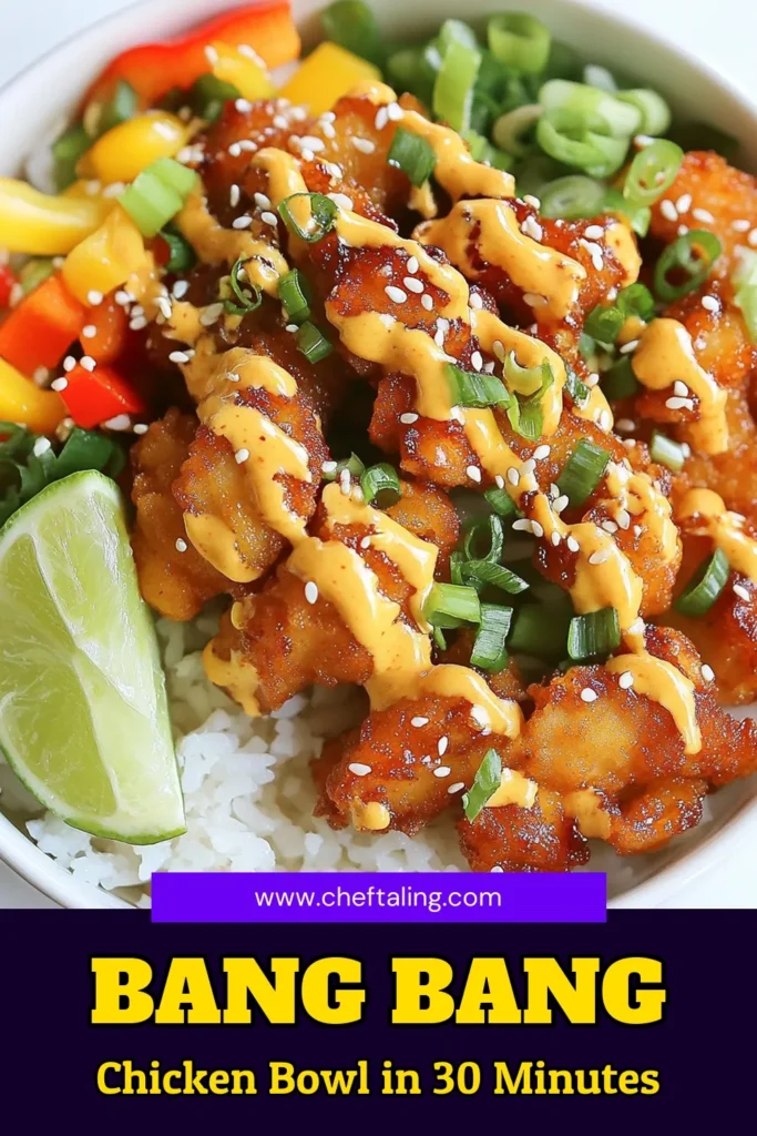 Savor the flavors of summer with this Spicy Bang Bang Chicken Bowl! Perfect for quick dinners on hot days, this Chicken Poke Bowl combines crispy chicken with vibrant veggies and jasmine rice. Easy to prepare and bursting with flavor, it's a must-try for your girl dinner ideas. In just 30 minutes, enjoy a delicious, satisfying meal that everyone will love. Save this recipe for your next summer dinner! #BangBangChickenBowl #ChickenPokeBowl #DinnerIdeasForHotDays #GirlDinnerIdeas