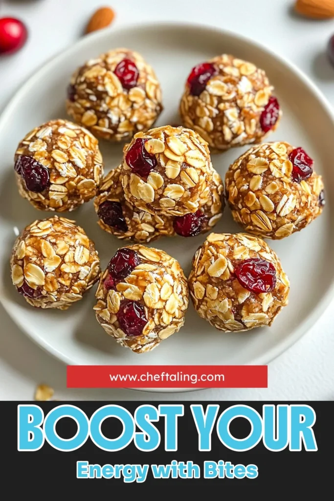 Looking for a delicious and nutritious snack? Try these cranberry almond energy bites! This healthy energy balls recipe is perfect for a no-bake snack that is gluten-free! Packed with oats, almond butter, and dried cranberries, these almond butter snack recipes are easy to make and store. Make a batch today and enjoy a sweet treat that's good for you. Save this recipe for your next snack craving! #CranberryAlmondEnergyBites #NoBakeSnacks #HealthyEnergyBalls #GlutenFreeEnergyBites