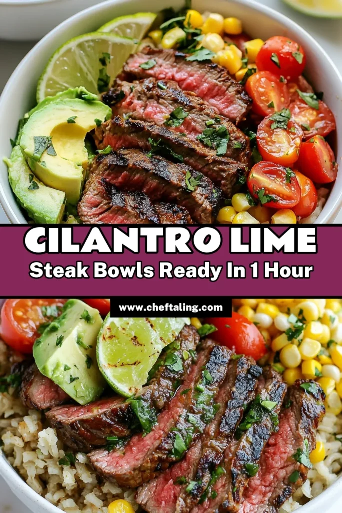 Savor the delicious flavors of cilantro lime steak bowls in this easy flank steak recipe! Perfect for health-conscious eaters, this grilled steak bowl is loaded with fresh ingredients like brown rice, cherry tomatoes, and avocado. Ideal for meal prep or a quick dinner, it's one of the best healthy steak recipes you'll find! Try it today and impress your taste buds! Save this recipe for your next meal! #CilantroLimeSteakBowls #HealthySteakRecipes #GrilledSteakBowl #BrownRiceBowlRecipes