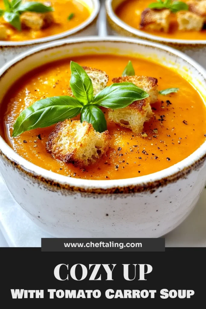 Discover the delicious Mediterranean tomato soup that will elevate your dinner game! This carrot soup recipe combines ripe tomatoes, crunchy carrots, and aromatic basil for a healthy vegetable soup that's both vegan and satisfying. Perfect as a homemade soup with basil, it’s quick to prepare and full of flavor. Don’t miss out—save this recipe to try later! #MediterraneanSoup #VeganRecipes #HealthyEating #SoupSeason