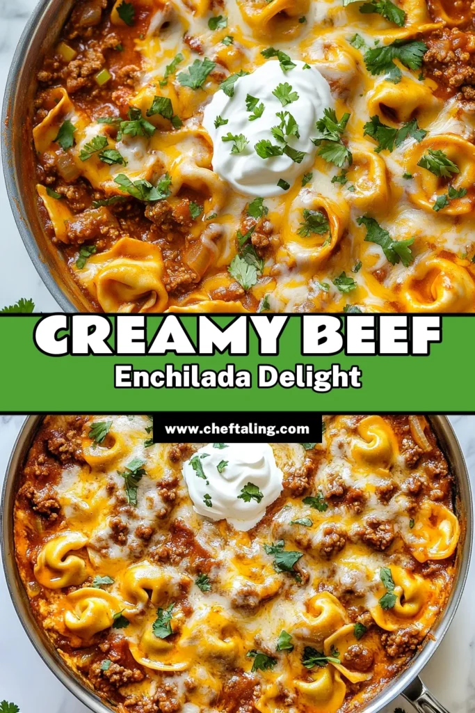 Looking for a delicious twist on dinner? Try this easy Beef Enchilada Tortellini recipe! This Tortellini casserole combines ground beef enchiladas with vibrant flavors and cheese tortellini for a comforting meal your family will love. Perfect for a quick weeknight dinner, this cheese tortellini dish is sure to be a hit. Don’t forget to save this easy enchilada pasta recipe for later! #BeefEnchiladaRecipe #TortelliniCasserole #GroundBeefEnchiladas #EasyEnchiladaPasta