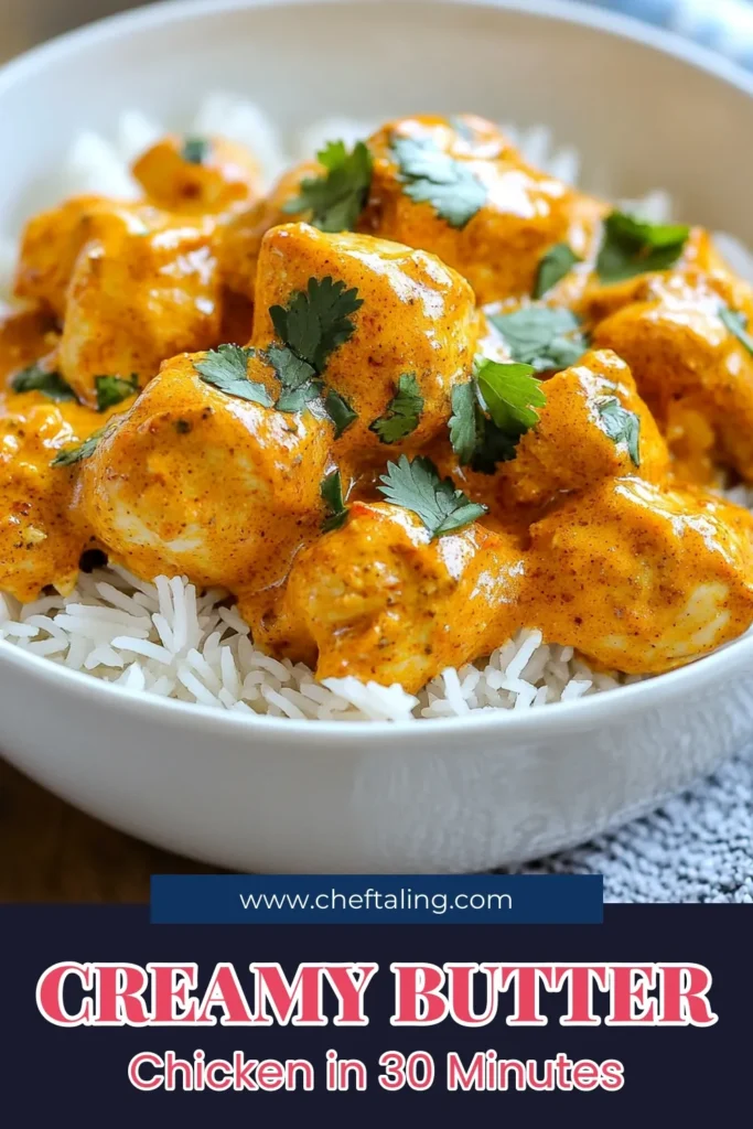 Discover the best butter chicken recipe that brings the irresistible flavors of India to your kitchen! This easy butter chicken combines tender chicken thighs with a creamy butter chicken sauce made with heavy cream, perfect for a weeknight meal. Enjoy this delicious Indian butter chicken recipe with steamed basmati rice or naan. Ready in just 30 minutes, it’s a must-try! Save this creamy butter chicken recipe now! #ButterChicken #EasyButterChicken #IndianCuisine #RecipeIdeas