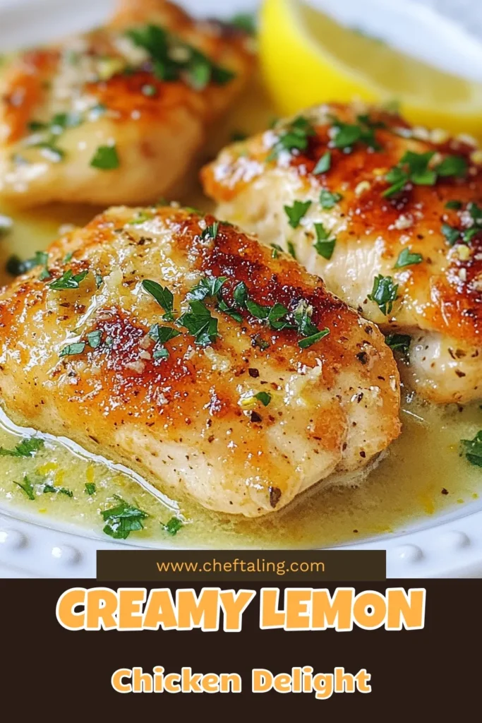 Discover the delicious flavors of Creamy Lemon Parmesan Chicken! This Lemon Parmesan Chicken Recipe is perfect for an Easy Chicken Dinner that your family will love. Featuring tender chicken with a rich, creamy sauce, it’s a standout among Quick Dinner Recipes. With just a few simple ingredients, you can create this mouthwatering meal in under 30 minutes. Try it tonight and enjoy a restaurant-quality dish at home! Save this recipe for later! #CreamyLemonParmesanChicken #EasyDinner #QuickRecipes #ChickenRecipes