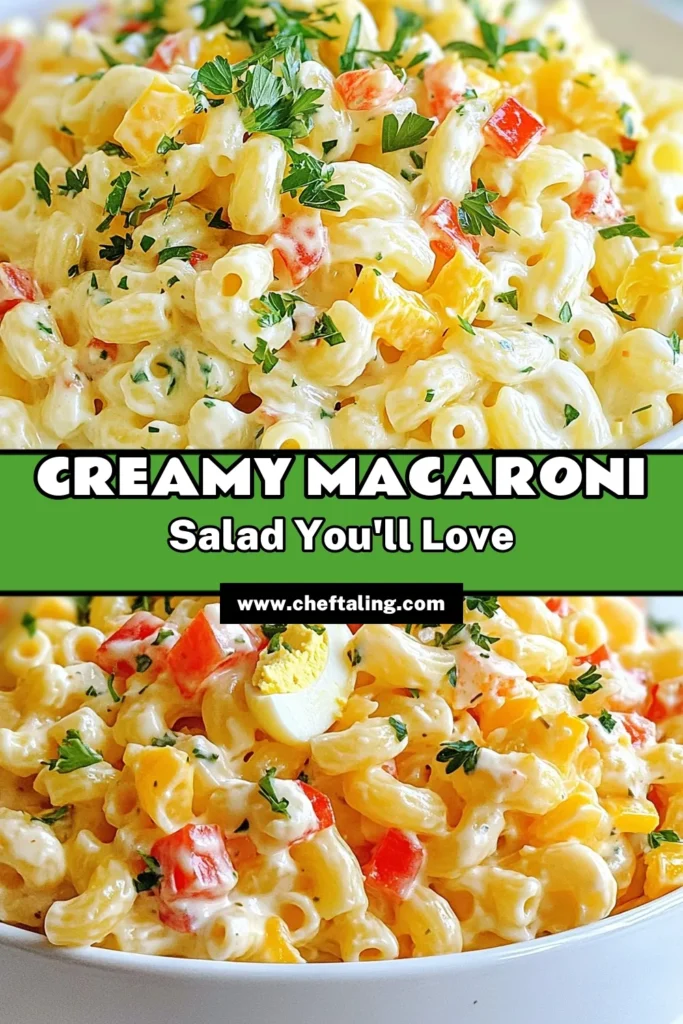 Looking for a delicious and easy macaroni salad recipe? Try this creamy macaroni salad, perfect for summer gatherings! This restaurant-style pasta salad features elbow macaroni, fresh veggies, and a flavorful dressing that blends perfectly. Make this homemade macaroni salad for picnics or barbecues, and impress your guests with its delightful taste. Save it now and enjoy this summer side dish salad! #MacaroniSalad #PastaSalad #SummerRecipes #HomemadeSalad