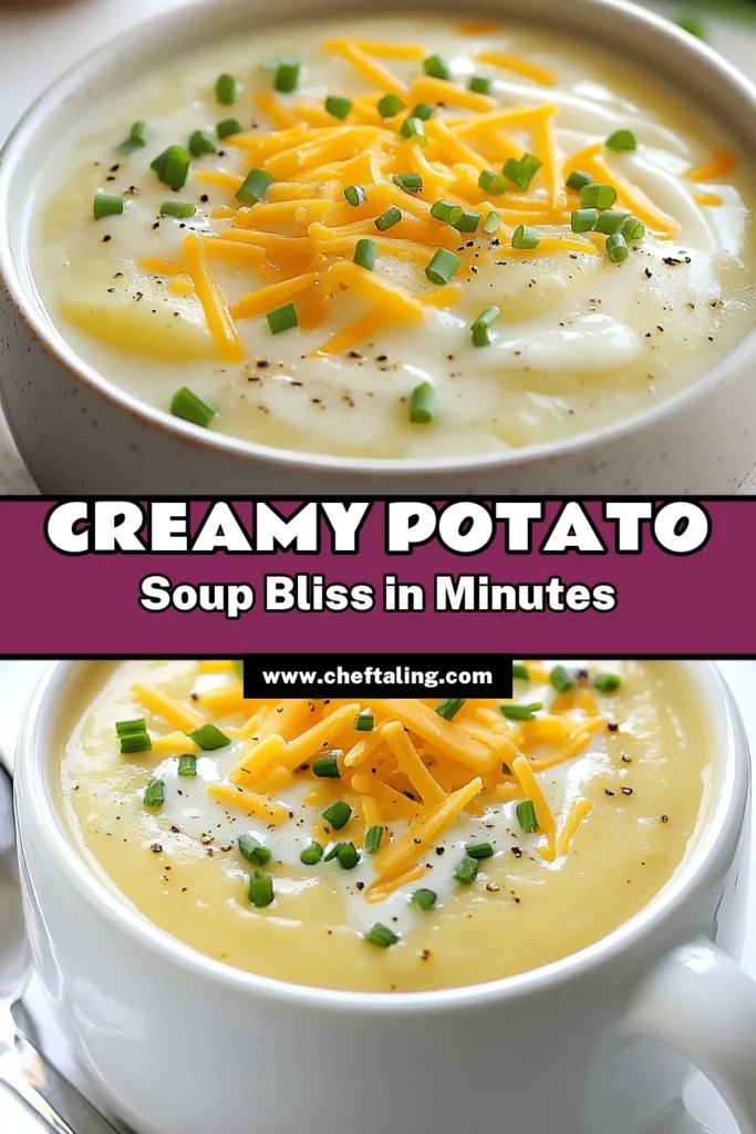Warm up with the ultimate creamy potato soup recipe that's sure to be the best potato soup you've ever made! This easy potato soup combines russet potatoes, vibrant vegetables, and rich cheddar cheese for unbeatable flavor. Enjoy a homemade potato soup that's perfect for any occasion. Ready in just 40 minutes, it's guaranteed to impress! Save this comforting recipe for later! #CreamyPotatoSoup #BestPotatoSoup #HomemadePotatoSoup #EasyPotatoSoup