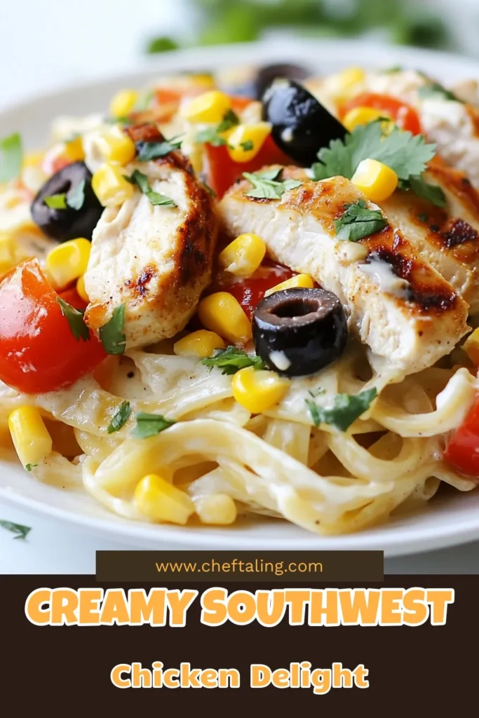 Looking for a delicious dinner idea? Try this Southwest Chicken Alfredo! This creamy pasta recipe combines tender chicken and fettuccine for the ultimate easy chicken alfredo experience. With spicy chicken pasta flavors, it’s sure to impress. Perfect for busy weeknights, this dish is a must-try! Save this recipe now and enjoy a burst of Southwestern flavor tonight! #SouthwestChickenAlfredo #CreamyPastaRecipes #EasyChickenAlfredo #FettuccineRecipes