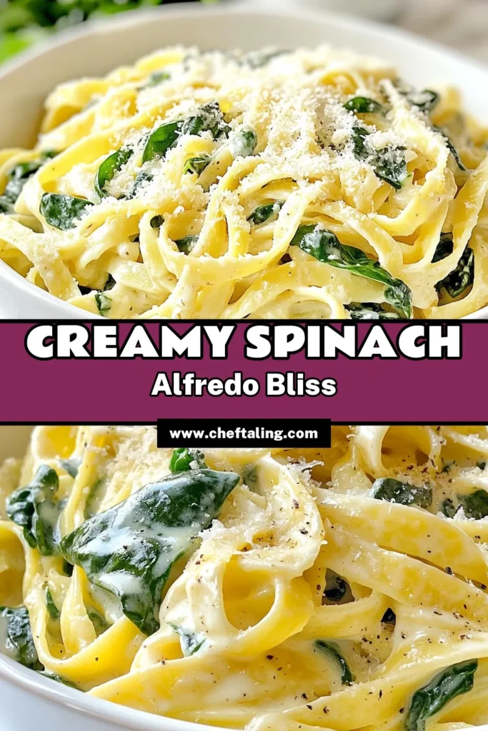 Indulge in this creamy Alfredo pasta with our easy vegetarian spinach fettuccine recipe! This one-pot dish features a velvety garlic Alfredo sauce enriched with Parmesan cheese, making dinner a delightful experience. Perfectly cooked fettuccine pairs beautifully with fresh spinach for a nutritious twist. Ready in just 25 minutes, it's a must-try for any pasta lover! Save this delicious recipe now! #PastaRecipe #VegetarianEats #AlfredoSauce #EasyDinnerIdeas