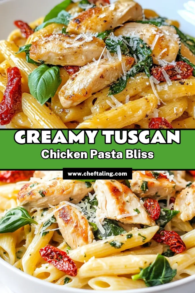 Discover a delicious Tuscan chicken pasta recipe that will delight your taste buds! This creamy Tuscan pasta features tender sun-dried tomato chicken and fresh spinach, all in a quick and easy Italian pasta dish. Perfect for a satisfying weeknight meal, this one-pot Tuscan chicken pasta is ready in just 30 minutes. Save this recipe for your next dinner! #TuscanChickenPasta #CreamyTuscanPasta #EasyItalianPasta #OnePotPasta