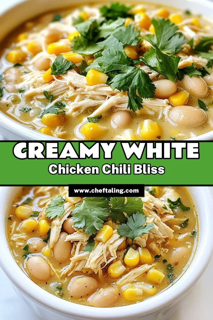 Warm up your evenings with this delicious Crockpot White Chicken Chili with Cream Cheese! This creamy chicken chili recipe is simple, making it the perfect easy slow cooker chili for busy nights. Packed with healthy ingredients like white beans, chicken, and spices, this white bean chili with cream cheese is a must-try. Enjoy a nutritious meal that everyone will love! Save this healthy crockpot recipe for your next dinner! #CrockpotRecipes #HealthyEating #ChiliRecipe #ComfortFood
