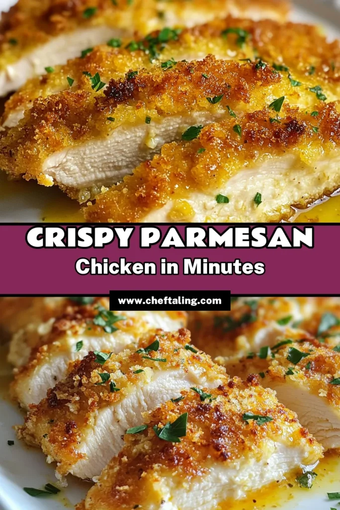 Savor the flavor with this Melt-In-Your-Mouth Parmesan Crusted Chicken! This quick and healthy chicken breast recipe features moist baked chicken breast, perfectly coated in a crispy Parmesan crust. Ideal as the best chicken dinner for busy nights, this boneless chicken recipe is sure to please. Don't miss out—save this recipe for flavorful weeknight meals! Try it today! #ChickenRecipes #HealthyEating #DinnerIdeas #EasyRecipes