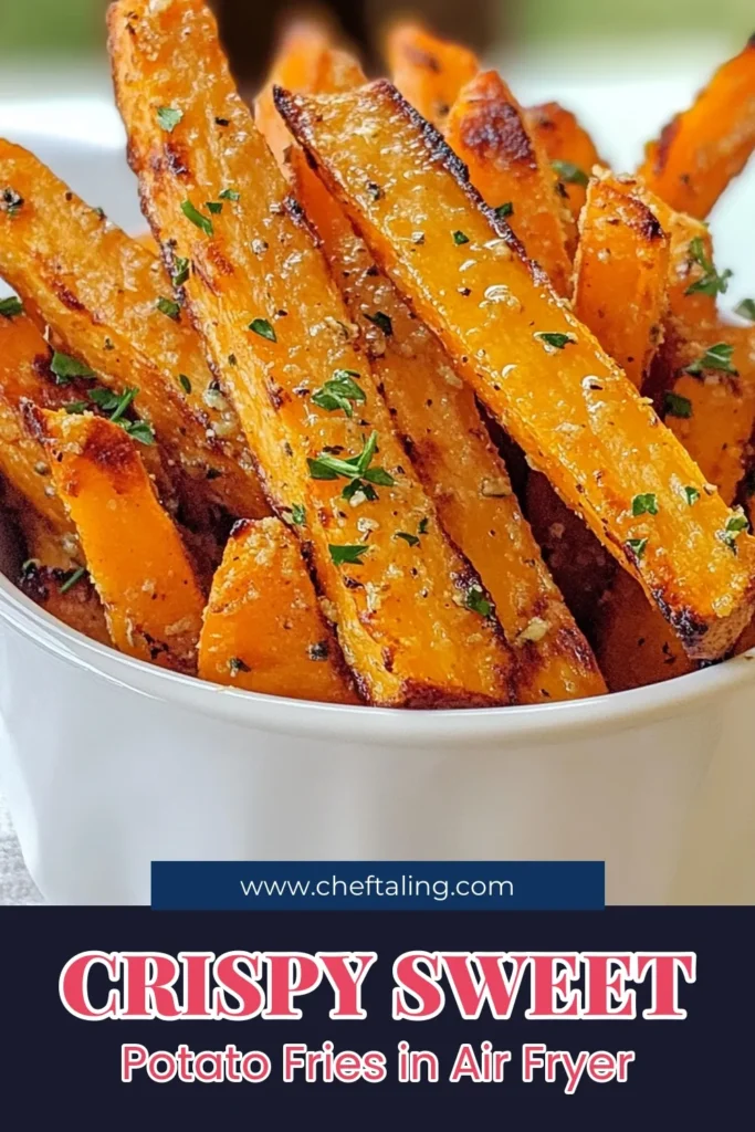 Indulge in these crispy air fryer sweet potato fries that are not only delicious but also a healthy sweet potato fries recipe! Perfect for air fryer recipes for beginners, this quick sweet potato fries dish is oven-free and simple to prepare. With just a handful of ingredients and minimal prep time, enjoy the ultimate guilt-free snack. Save this recipe for your next meal and experience the crunch! #SweetPotatoFries #AirFryerRecipes #HealthySnacks #QuickRecipes