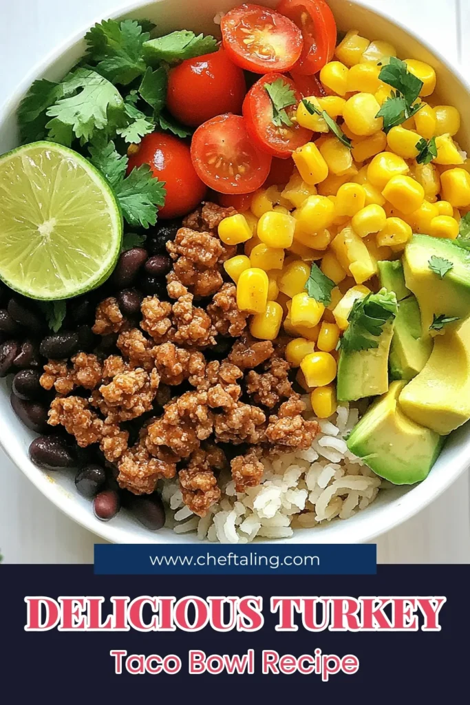 Discover a delicious and easy turkey taco bowl with this healthy turkey taco bowl recipe! Packed with flavor and nutritious ingredients, this quinoa taco bowl is perfect for meal prep. Enjoy ground turkey sautéed with fresh veggies and spices, served over a base of brown rice or quinoa. Ideal for busy weeknights, this easy taco bowl will delight your taste buds and keep you on track. Try it today! #HealthyRecipes #TacoBowl #MealPrepIdeas #TurkeyTacos