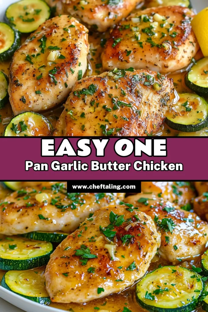 Looking for an easy chicken dinner option? Try this One-Pan Garlic Butter Chicken with Zucchini! This Garlic Butter Chicken Recipe combines juicy chicken breasts with fresh zucchini for a delicious and quick weeknight meal. Perfect for busy nights, this dish is packed with flavor and simple to make. Elevate your dinners with this 30-minute recipe. Save it now for a hassle-free culinary experience! #OnePanMeals #GarlicButterChicken #ZucchiniRecipes #EasyDinnerIdeas