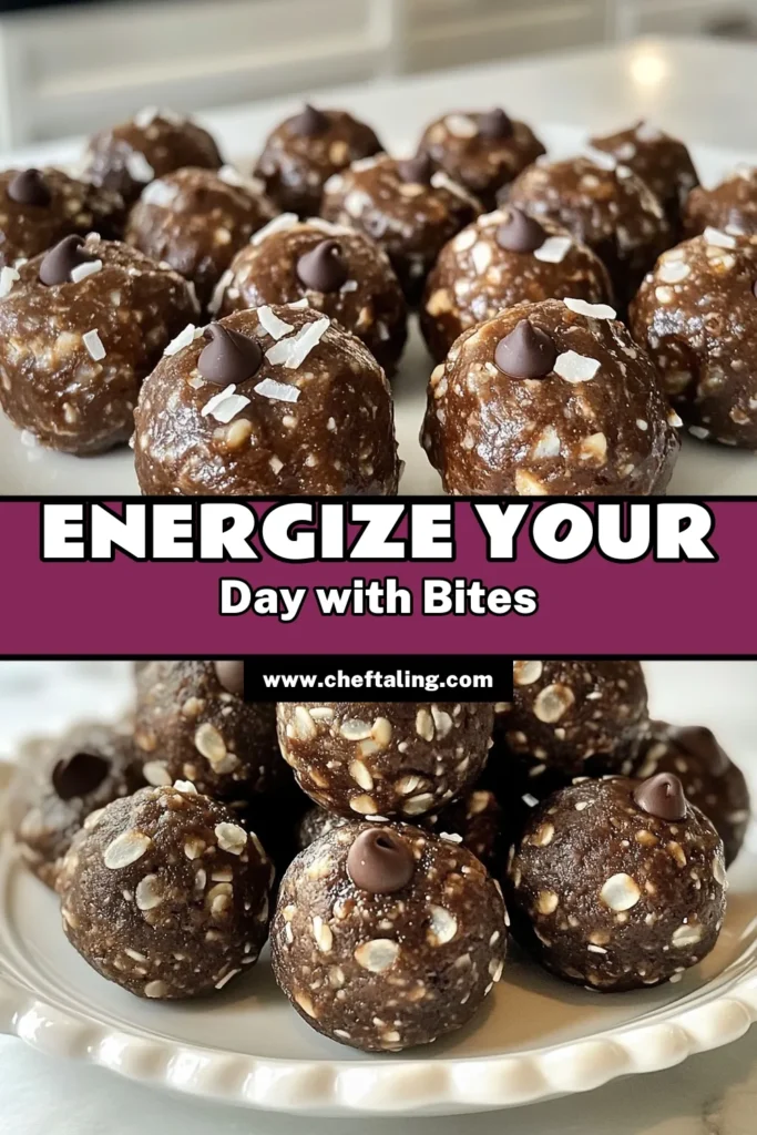 Looking for a quick snack to power your day? Try these delicious Chocolate Espresso Energy Bites! This healthy energy bites recipe combines rolled oats, almond butter, and dark chocolate for a delightful no-bake chocolate snack. Perfect for busy mornings or a midday pick-me-up, these homemade chocolate protein balls are full of flavor and nutrition. Save this recipe and enjoy a guilt-free treat! #HealthySnacks #EnergyBites #NoBakeSnacks #ChocolateLovers