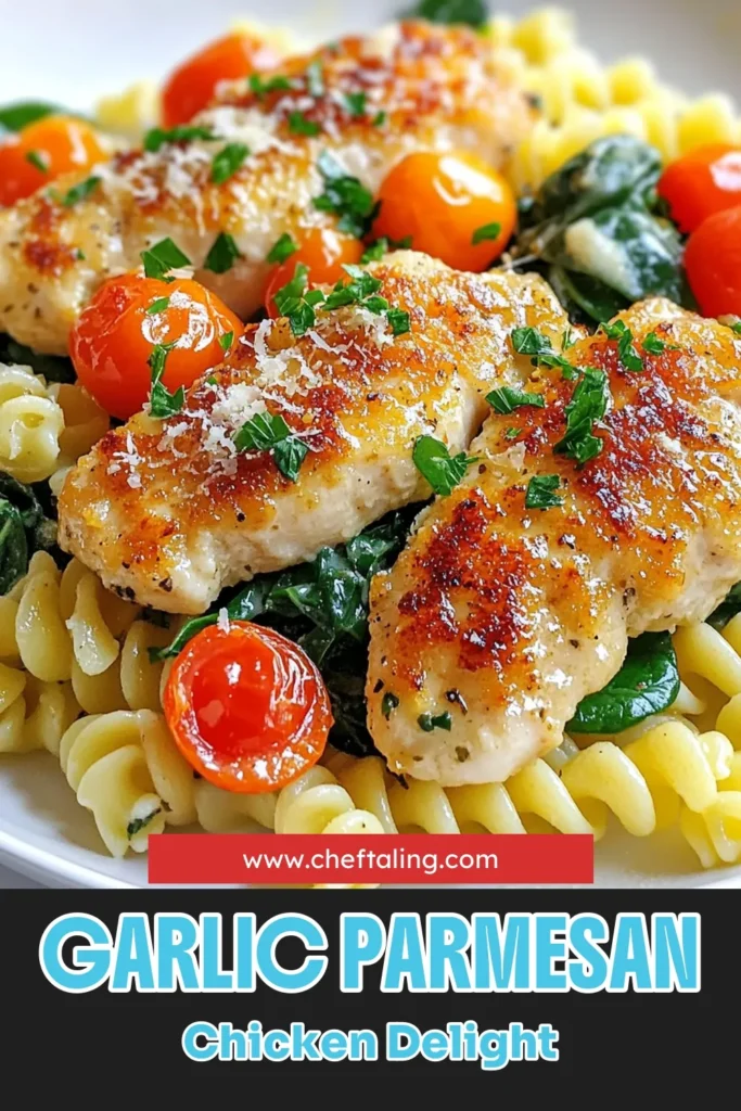Indulge in this easy and flavorful Garlic Parmesan Chicken with Twisted Pasta recipe! This one-pan pasta dish is a perfect Italian chicken pasta dinner that will impress your family. Ready in just 30 minutes, it's ideal for busy weeknights. Enjoy tender chicken and savory garlic sauce mixed with twisted pasta and fresh veggies. Try it tonight for a quick and satisfying meal! Save this recipe now! #GarlicParmesanChicken #TwistedPastaRecipe #EasyChickenDinner #ItalianChickenPasta