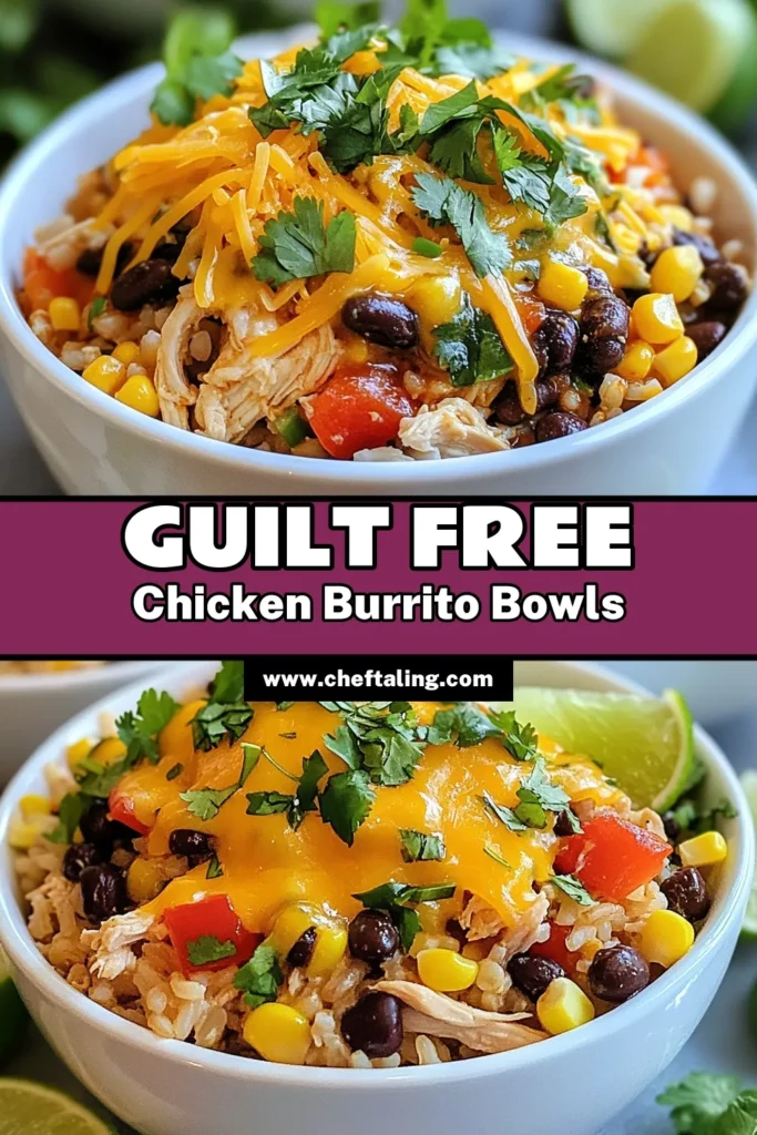 Discover the ultimate comfort food with these easy slow cooker chicken burrito bowls! This chicken burrito bowl recipe features tender shredded chicken, brown rice, and vibrant veggies for a healthy meal that's packed with flavor. Perfect for meal prep or busy weeknights, these healthy slow cooker recipes are a must-try. Ready to indulge? Save this simple and delicious recipe today! #SlowCookerRecipes #HealthyEating #BurritoBowls #MealPrepMagic