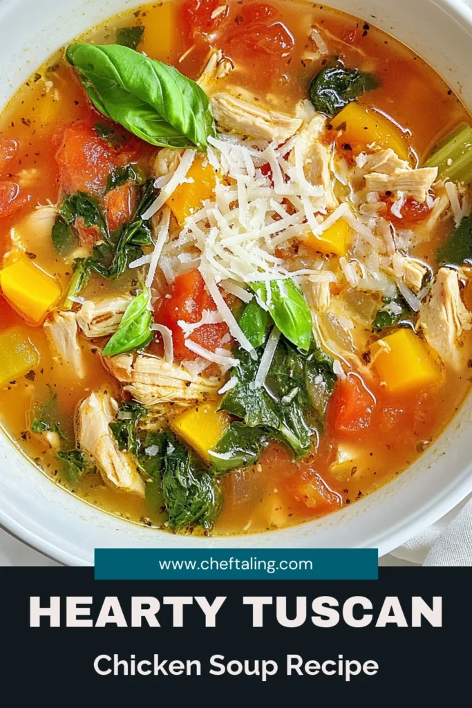 Looking for a comforting and nourishing meal? Try this flavorful Tuscan chicken soup recipe! Packed with diced chicken, cannellini beans, and fresh spinach, this healthy chicken soup is both delicious and easy to make. Perfect for busy nights, our easy Tuscan soup will warm you up in no time. Enjoy a bowl of this delightful chicken and spinach soup, reminiscent of Italian cuisine. Save the recipe for your next cozy dinner! #TuscanChickenSoup #HealthyChickenSoup #EasyTuscanSoup #ItalianChickenSoup