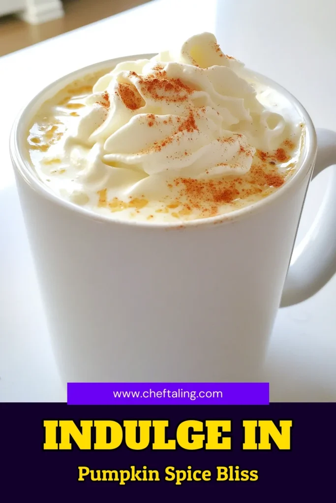 Warm up your fall with this delicious Pumpkin Spice White Hot Chocolate recipe! Made with creamy whole milk, white chocolate, and real pumpkin puree, this indulgent drink is perfect for cozy nights in. In just 15 minutes, you can have a cup of pure happiness topped with whipped cream and a sprinkle of spice. Click through to explore the full recipe and treat yourself this autumn! #PumpkinSpice #HotChocolate #FallRecipes #CozyDrinks