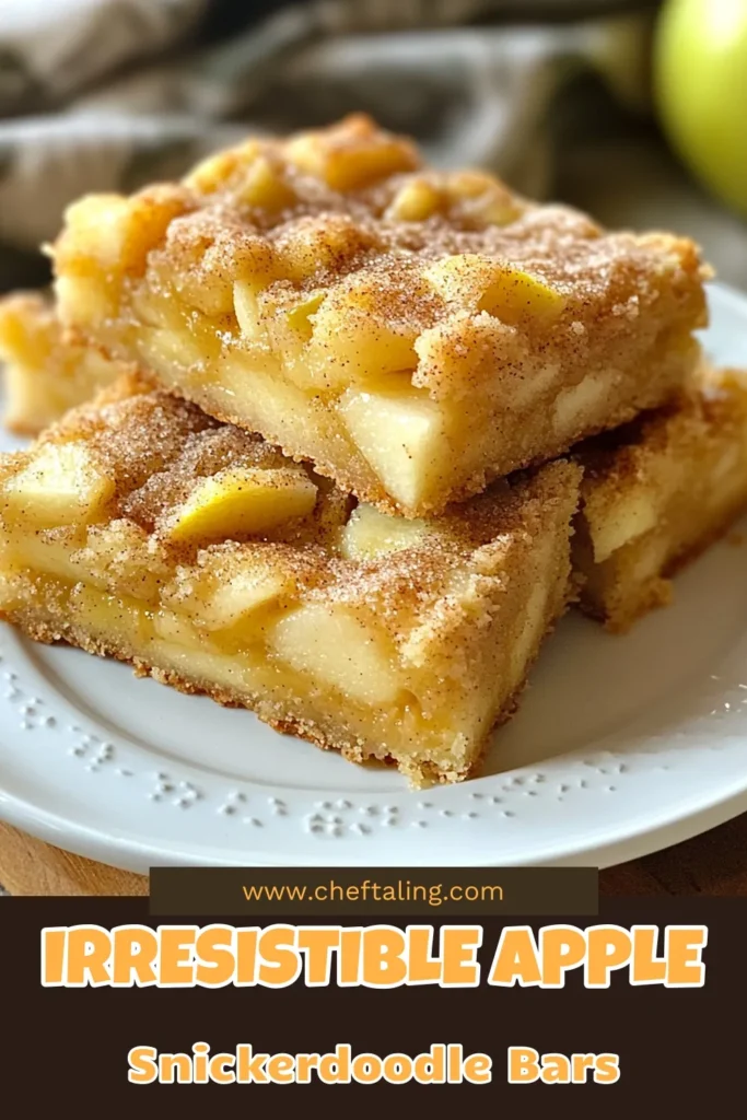 Indulge in these delicious Apple Snickerdoodle Bars, the perfect cinnamon apple dessert for any occasion! This easy snickerdoodle recipe combines soft, chewy bars with fresh Granny Smith apples, creating delightful apple dessert bars that everyone will love. Ready to impress your friends and family? Try this simple recipe today and enjoy a taste of fall! Save this idea for later! #AppleSnickerdoodleBars #CinnamonAppleDessert #EasySnickerdoodleRecipe #AppleDessertBars