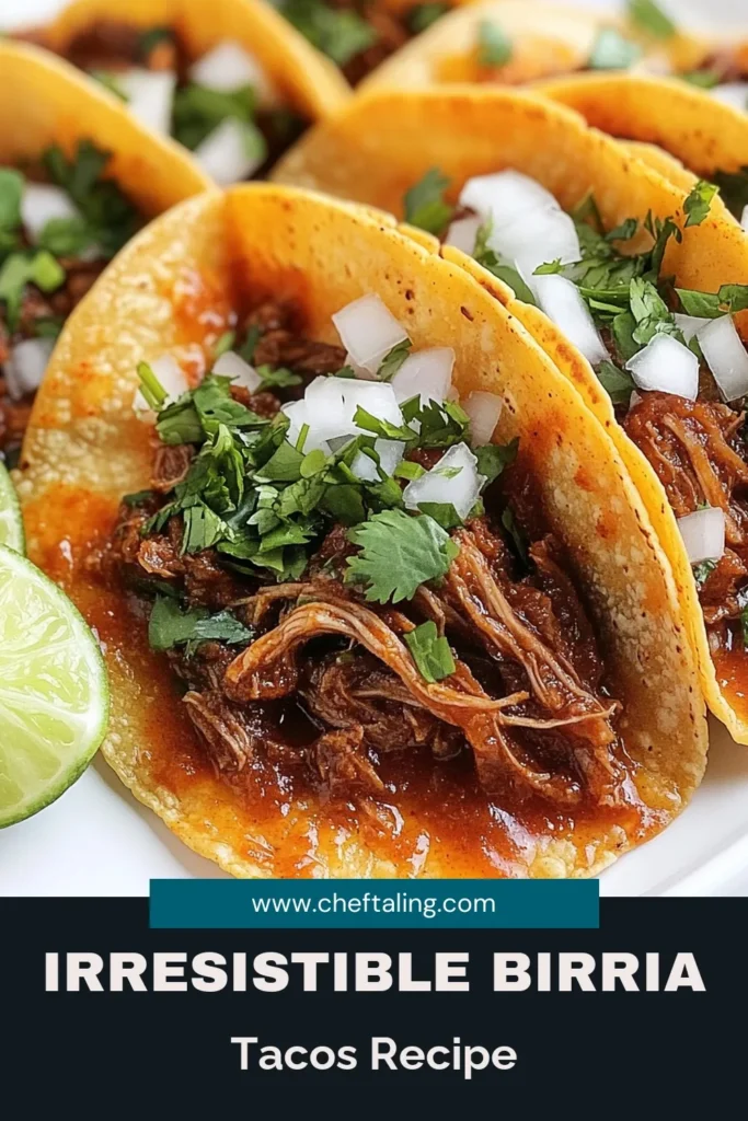 Discover the ultimate Birria Tacos recipe that brings authentic Mexican flavors to your kitchen! In this guide, learn how to make Birria Tacos with tender beef chuck cooked to perfection in a flavorful broth. Perfect for any taco night, these beef Birria Tacos are a crowd-pleaser. Don’t miss out on this delicious experience—try the best Mexican Birria Tacos and impress your friends and family! Save this recipe now! #BirriaTacos #BeefTacos #MexicanFood #TacoNight