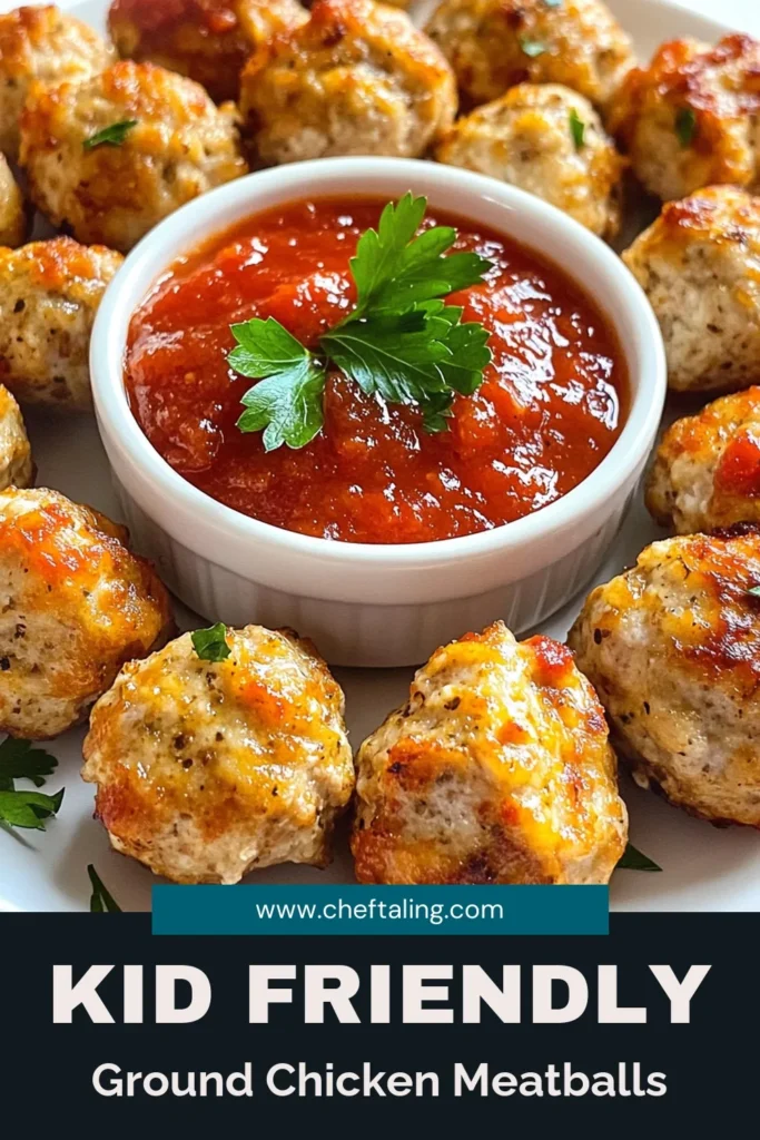 Discover a kid-friendly ground chicken recipe that your little ones will love! These easy chicken meatballs are not only fun to eat but also healthy and packed with flavor. Try our ground chicken parmesan meatballs baked to perfection, perfect for picky eaters. Serve them warm with marinara sauce for dipping. Make mealtime special with this healthy meatball recipe for kids! Save and try this delicious recipe today! #kidfriendlyrecipes #chickenmeatballs #easymeals #healthykidsfood