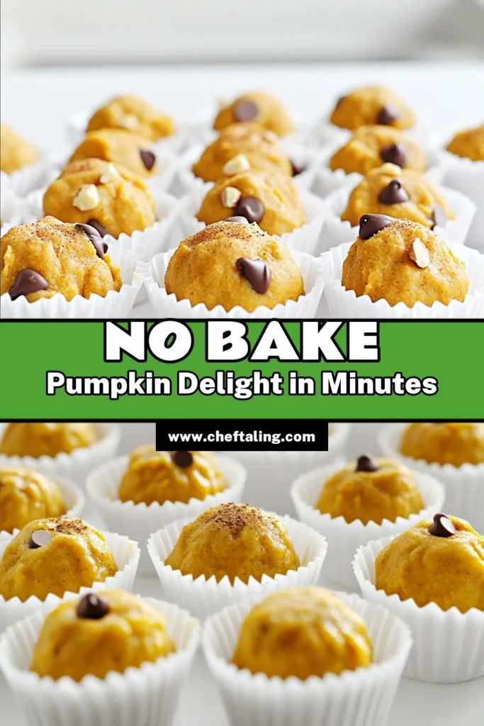 Indulge in these No Bake Pumpkin Cookie Dough Bites that are perfect for fall! This easy recipe combines almond flour, pumpkin puree, and maple syrup for a delicious treat you can whip up in just 10 minutes. With just a few simple ingredients, you’ll have a sweet and healthy snack that everyone will love. Click through to explore the recipe and gourmet presentation tips! #PumpkinRecipes #NoBakeTreats #HealthySnacks #FallDesserts