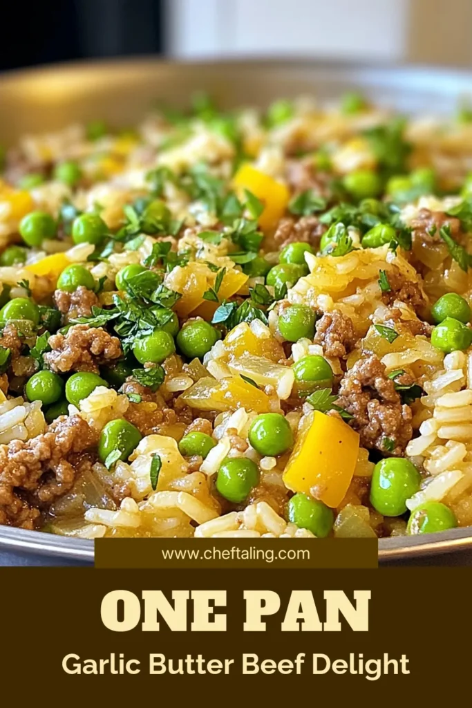 Discover the ultimate Garlic Butter Beef Skillet that combines savory ground beef and fluffy rice in one easy, delicious meal! This Beef and Rice Recipe is perfect for busy weeknights, making it an ideal Easy Ground Beef Dinner. With just one pan needed, cleanup is a breeze. Enjoy a comforting Comfort Food Skillet Meal that the whole family will love! Try it tonight and save for later! #GarlicButterBeefSkillet #OnePanMeals #EasyRecipes #ComfortFood