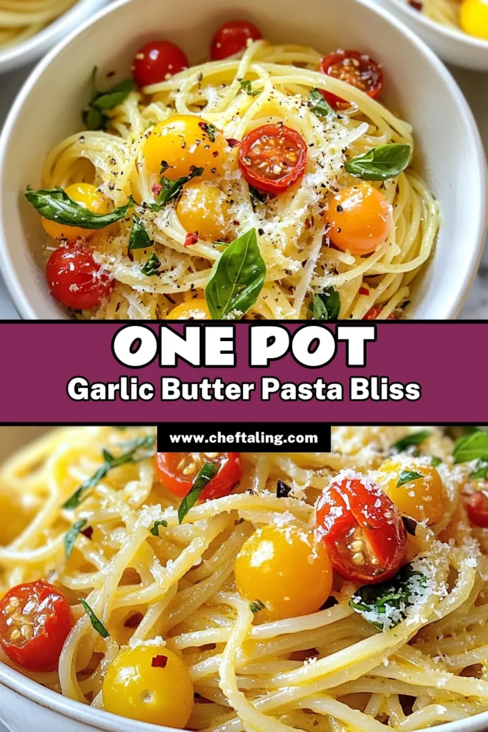 Discover the ultimate comfort food with this One Pot Garlic Butter Pasta! This easy garlic butter pasta recipe combines spaghetti, garlic, and creamy Parmesan for a quick vegetarian pasta dish that's ready in just 20 minutes. Perfect for busy weeknights, this one pot pasta recipe simplifies your cooking while delivering incredible flavor. Try it today and make dinner a breeze! Save this recipe for later! #OnePotPasta #EasyRecipes #PastaLovers #VegetarianDishes
