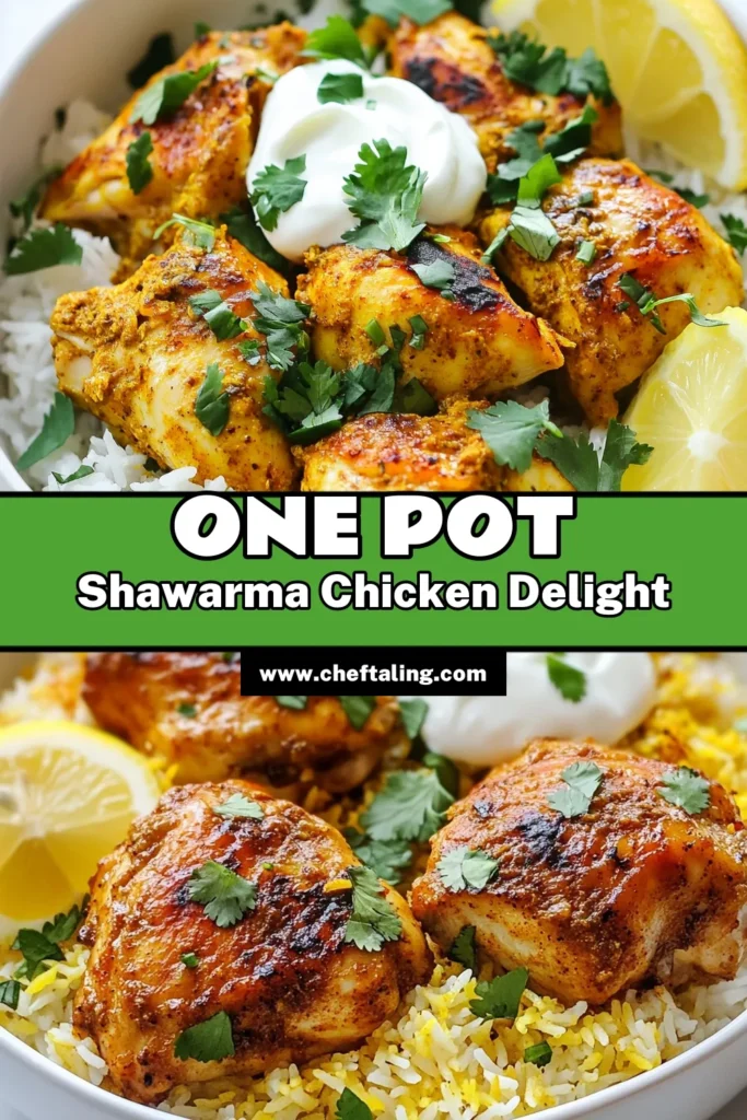 Discover the ultimate one pot chicken shawarma that brings Mediterranean flavors to your table! This easy shawarma meal combines tender shawarma chicken with perfectly cooked rice in just one pot. Perfect for busy weeknights, this chicken and rice recipe is not only simple but incredibly delicious. Try our flavorful Mediterranean chicken pilaf today and impress your family! Save and share! #ShawarmaChicken #OnePotMeals #EasyDinner #MediterraneanCuisine