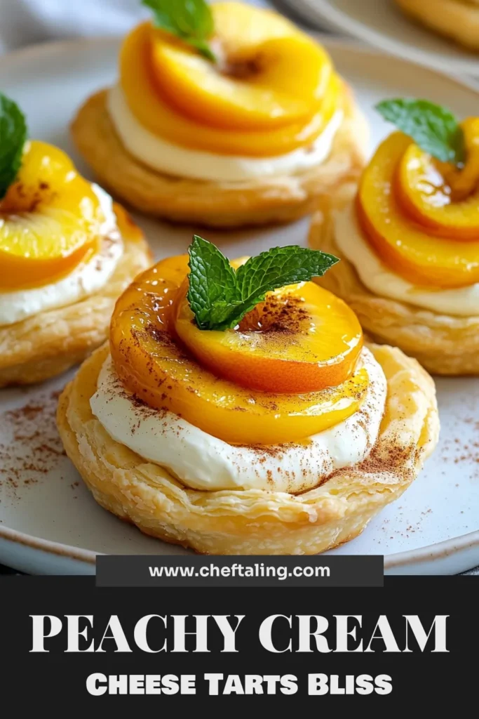 Indulge in these delightful Peach Cream Cheese Tarts, the perfect puff pastry dessert for summer! This recipe features a creamy filling made with cream cheese and fresh peaches, making it one of the easiest peach recipes you'll love. These fruit tarts with cream cheese are not only simple to make but also impressive for gatherings. Try this easy peach recipe for a delicious treat! Save now and start baking! #PeachCreamCheeseTarts #PuffPastryDesserts #EasyPeachRecipes #FruitTartsWithCreamCheese
