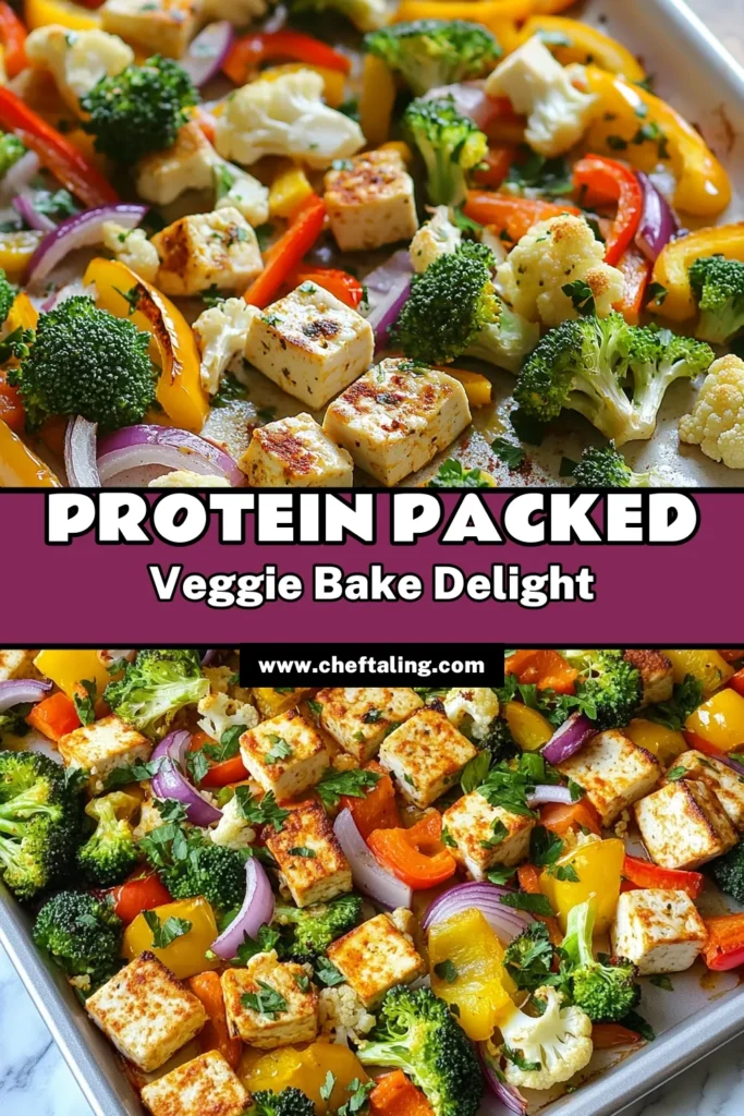Looking for a delicious and nutritious meal? Try this high protein veggie bake featuring a colorful medley of roasted vegetables and chickpeas. This sheet pan tofu recipe is an easy vegetarian meal prep option, perfect for busy evenings. Enjoy a healthy chickpea bake loaded with flavor, and make dinner a breeze with this roasted vegetable sheet pan dinner. Save this recipe for your next culinary adventure! #HighProteinVeggieBake #SheetPanTofu #HealthyChickpeaBake #EasyVegetarianMealPrep
