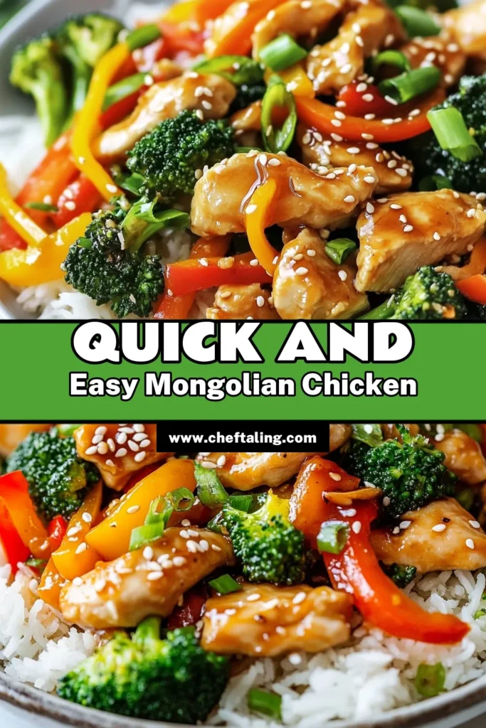 Discover the deliciousness of this Mongolian chicken stir fry, the perfect easy chicken stir fry recipe for busy weeknights! Packed with vibrant vegetables and tender chicken, this healthy stir fry recipe can be made in just 30 minutes. Enjoy a quick weeknight dinner that the whole family will love. Don’t miss out—save this chicken with vegetables recipe for your next meal! #MongolianChicken #EasyStirFry #HealthyDinner #QuickRecipes