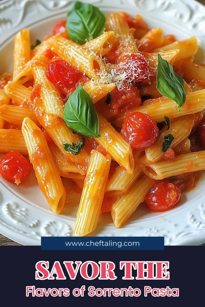 Discover the best Pasta alla Sorrentina recipe that features penne pasta with mozzarella and a vibrant cherry tomato pasta dish. Perfect for a quick Italian pasta recipe, this fresh basil pasta meal will impress your family and friends. Enjoy a delicious blend of flavors in just 25 minutes! Try it tonight for a taste of Italy. Save and share! #PastaAllaSorrentina #ItalianRecipe #QuickMeals #PastaLovers