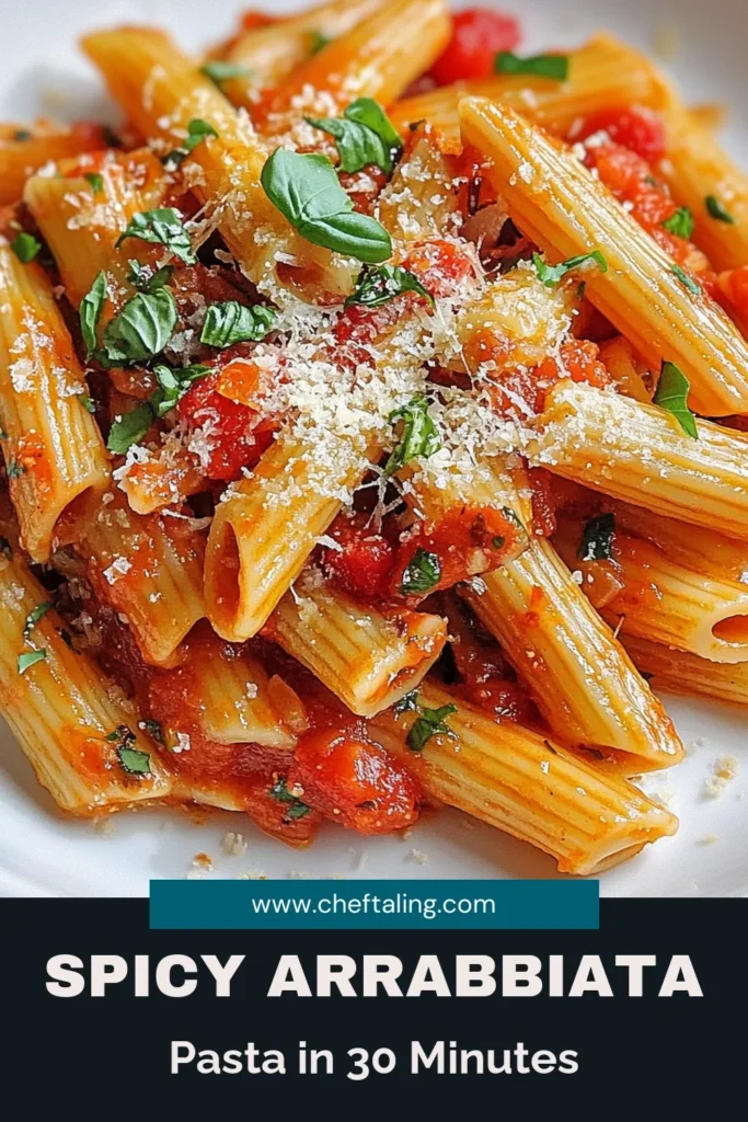 Craving a delicious and quick Italian pasta dish? Try this spicy arrabbiata pasta with our easy penne arrabbiata recipe! Made with homemade spicy pasta sauce using authentic arrabbiata sauce, this dish is perfect for a weeknight dinner. Ready in just 30 minutes, it's the perfect blend of heat and flavor. Don't miss out on this simple yet satisfying recipe—save it for your next meal! #SpicyPasta #PenneArrabbiata #ItalianRecipes #QuickMeals