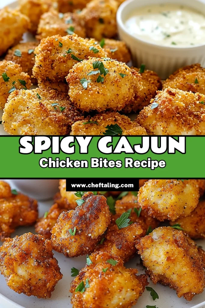Discover the ultimate spicy chicken appetizer with these Cajun chicken bites! This easy recipe features tender buttermilk fried chicken infused with homemade Cajun seasoning for a crispy, flavorful kick. Perfect for game day or party snacks, these crispy chicken bites will impress your guests. Dive into the deliciousness today and elevate your appetizer game! Don't forget to save this recipe! #CajunChickenBites #SpicyChickenAppetizer #ButtermilkFriedChicken #CajunSeasoningRecipe