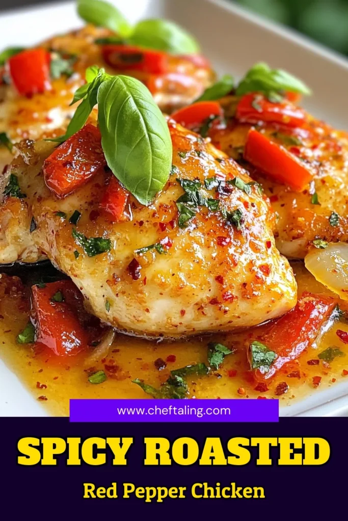 Discover the flavorful Roasted Red Pepper Chicken, the perfect Spicy Chicken Recipe for a quick and delicious Skillet Chicken Dinner! This Easy Chicken Dinner combines juicy chicken breasts with roasted red peppers, garlic, and spices for a mouthwatering experience. Ready in under an hour, it’s a perfect baked chicken with peppers weeknight meal. Try it now and elevate your dinner plans tonight! Save this recipe! #RoastedRedPepperChicken #EasyChickenDinners #SkilletDinner #SpicyChickenRecipe