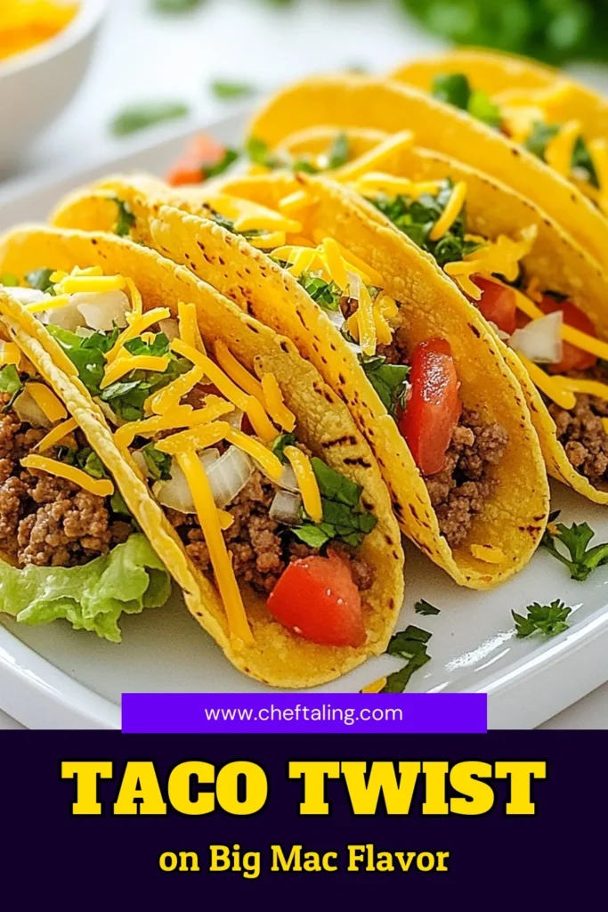 Discover the ultimate Big Mac Tacos recipe that combines your favorite flavors in a fun way! Using crunchy nacho taco shells, this quick taco dinner is perfect for busy nights. Enjoy a delicious ground beef taco filling topped with homemade special sauce and fresh veggies. Ready in just 30 minutes, these tacos will become a family favorite. Click to save and try this mouthwatering twist on a classic! #BigMacTacos #TacoNight #DinnerRecipes #EasyMeals
